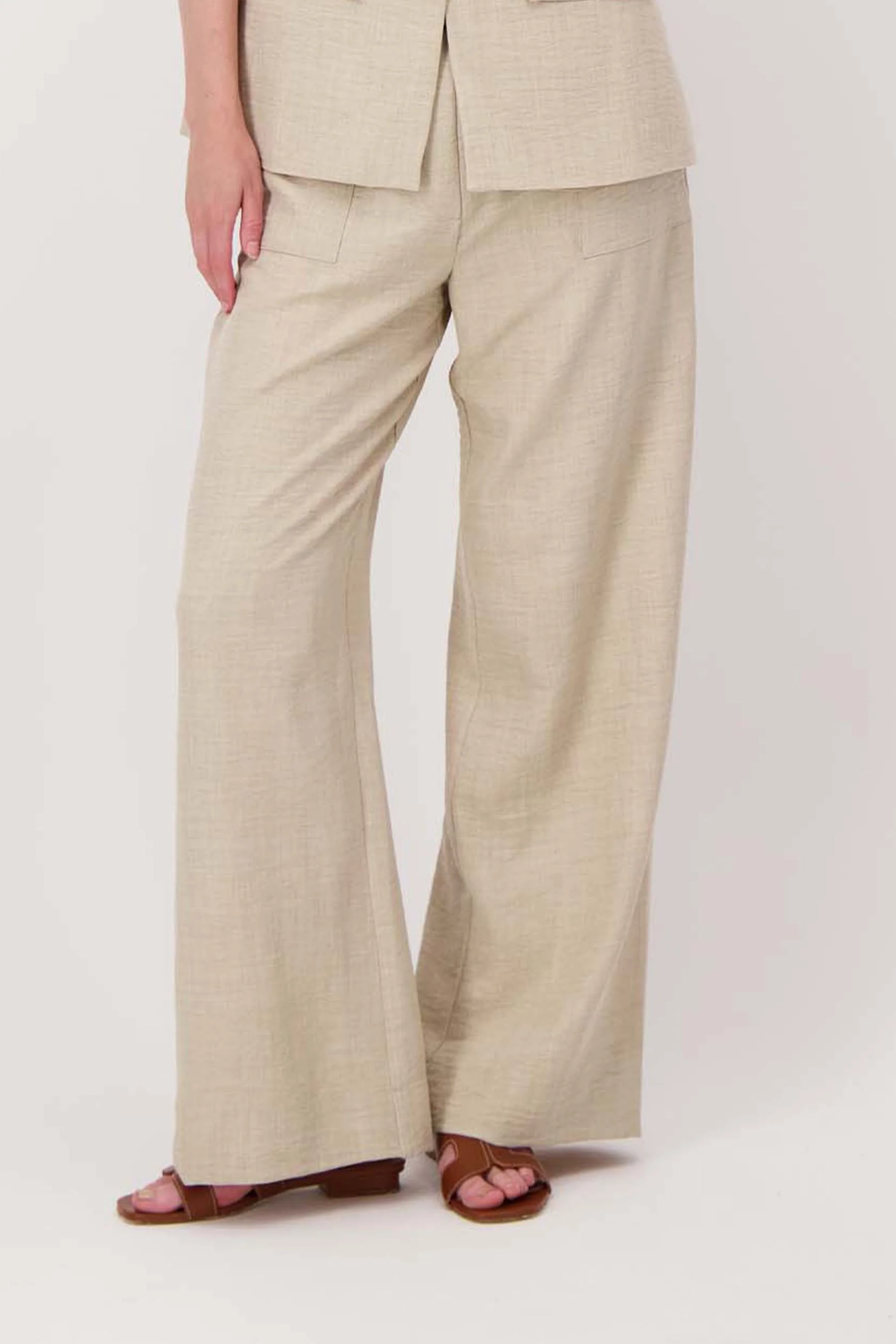 losvallende broek met stretch | soft sand
