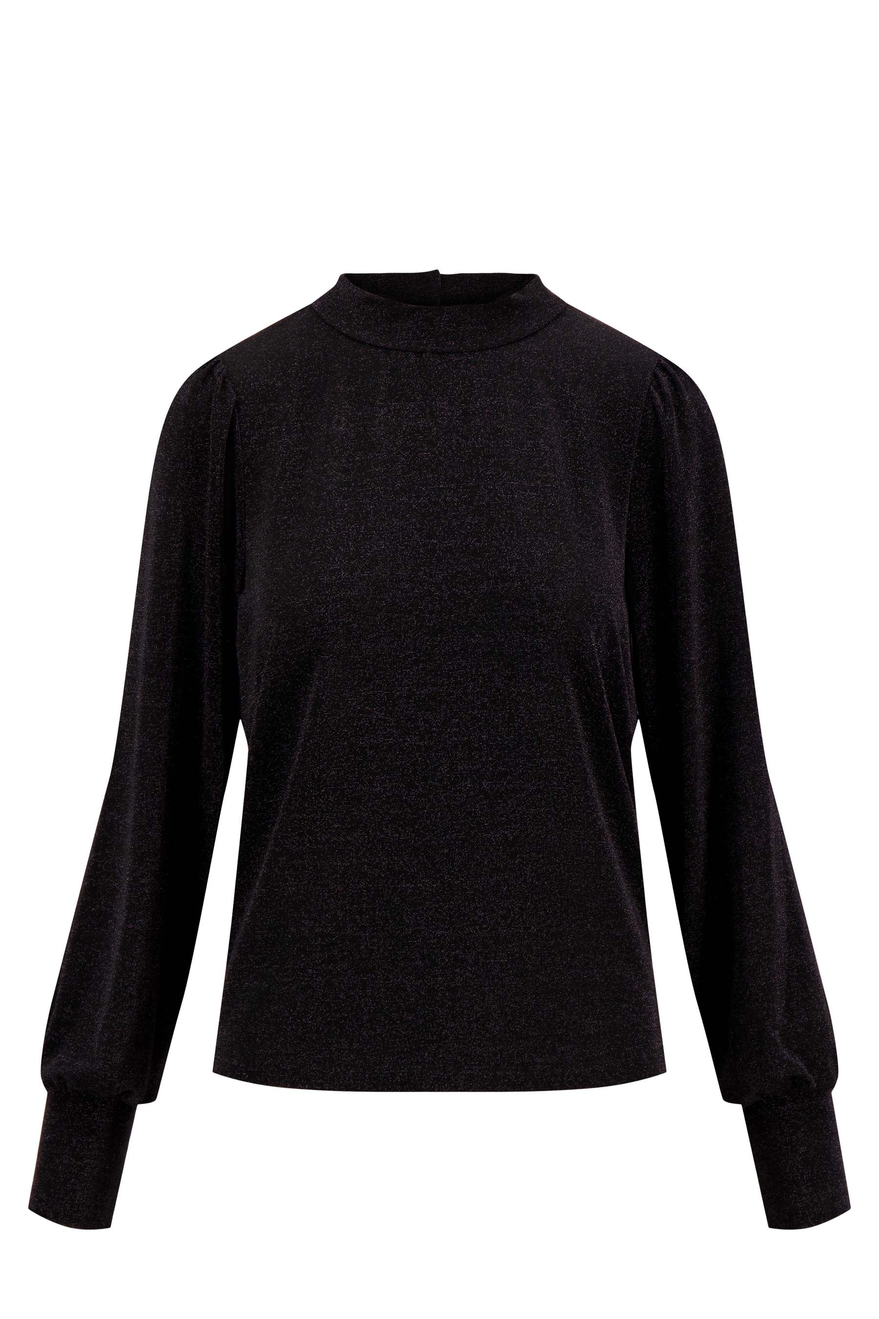 lurex top ballon mouw | zwart - Image 3