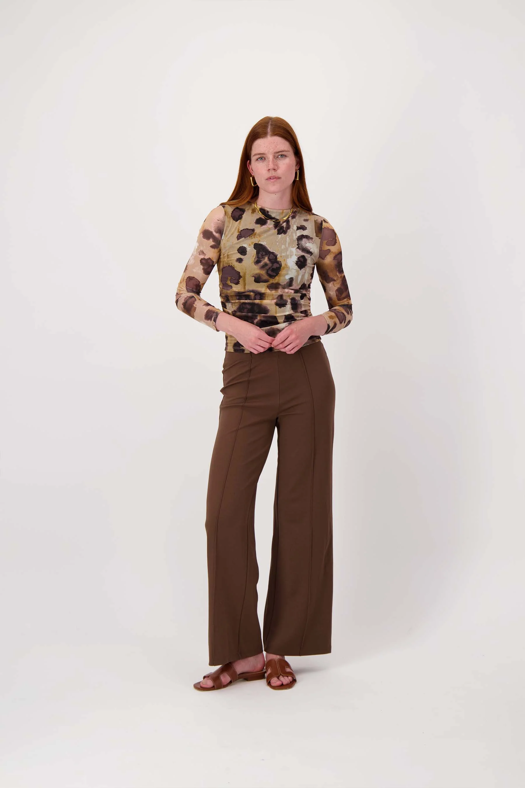 mesh top met vlekken print | choco / sand / light pink - Image 3