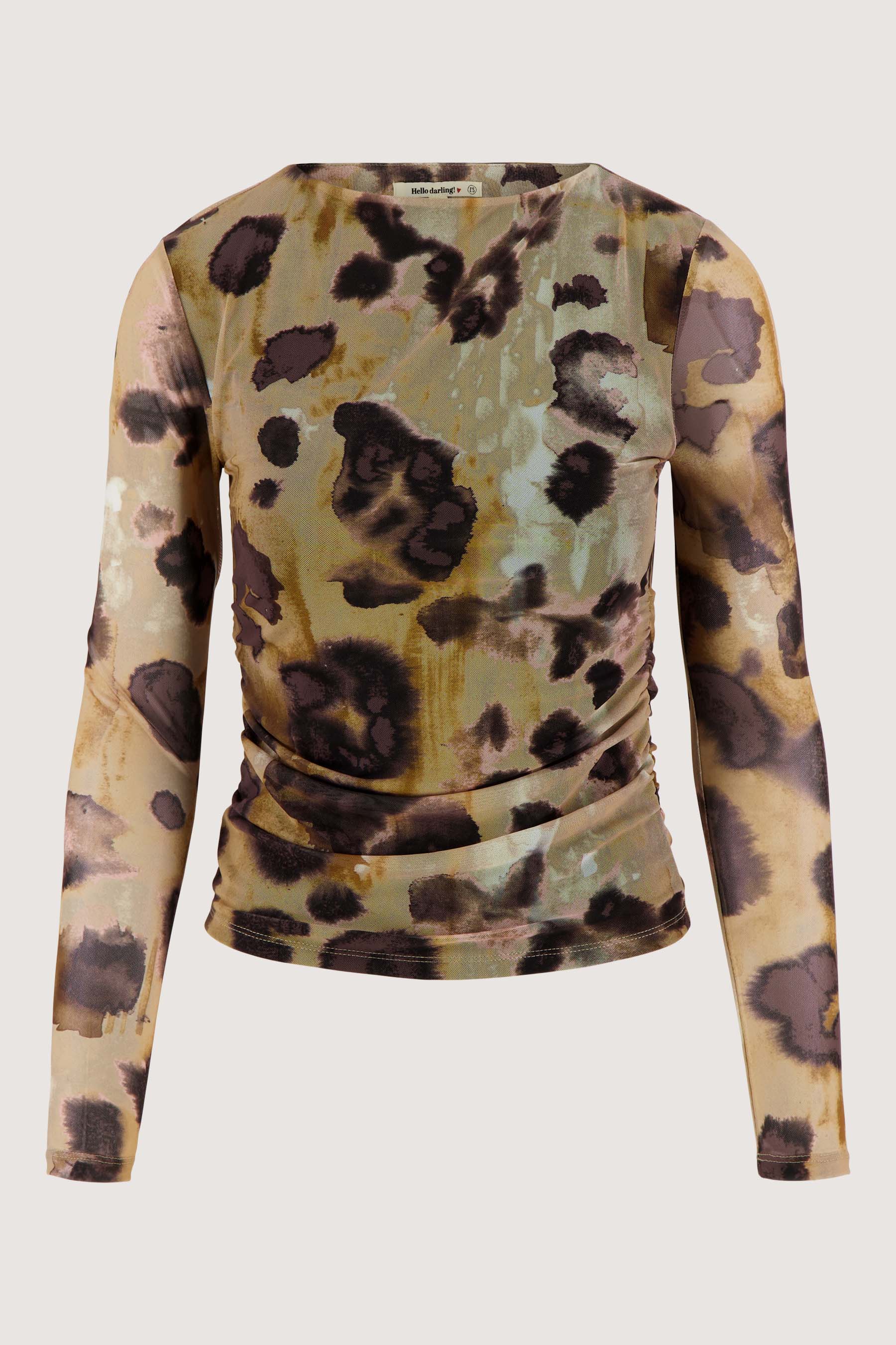 mesh top met vlekken print | choco / sand / light pink - Image 6