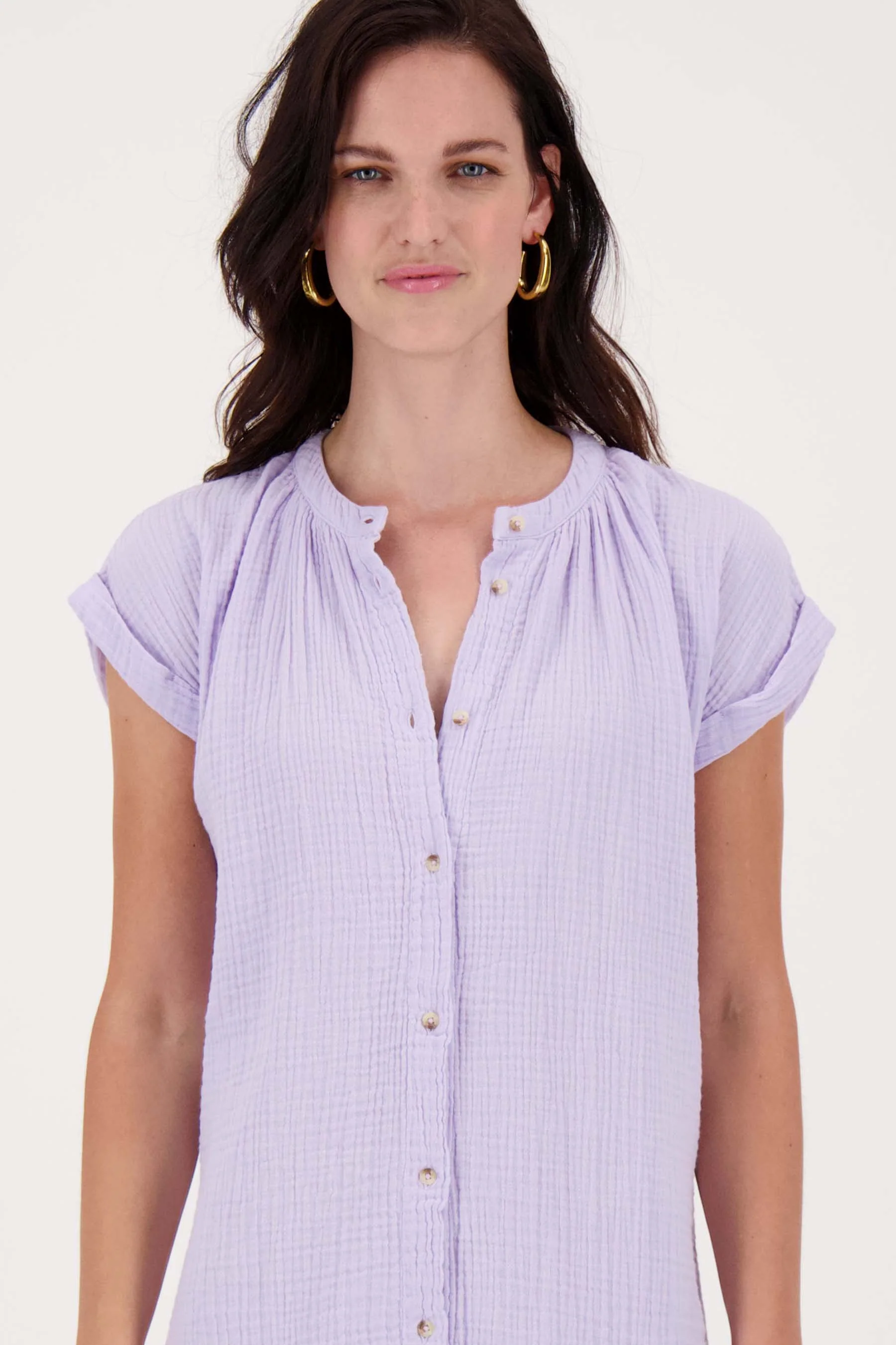 mousseline doorknoop jurk | lila - Image 3