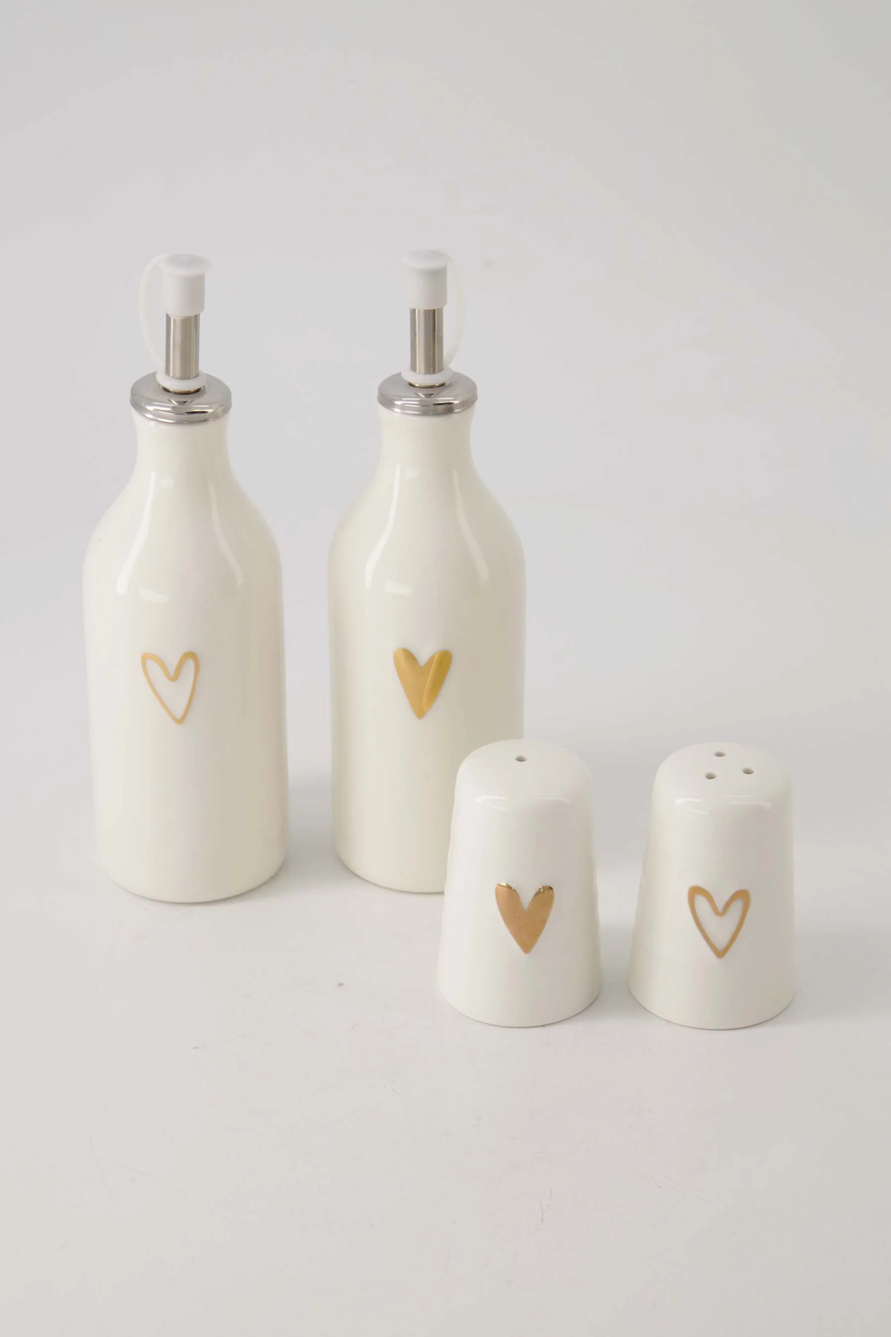 olie/azijn fles keramiek hartje wit/goud | sand - Image 3
