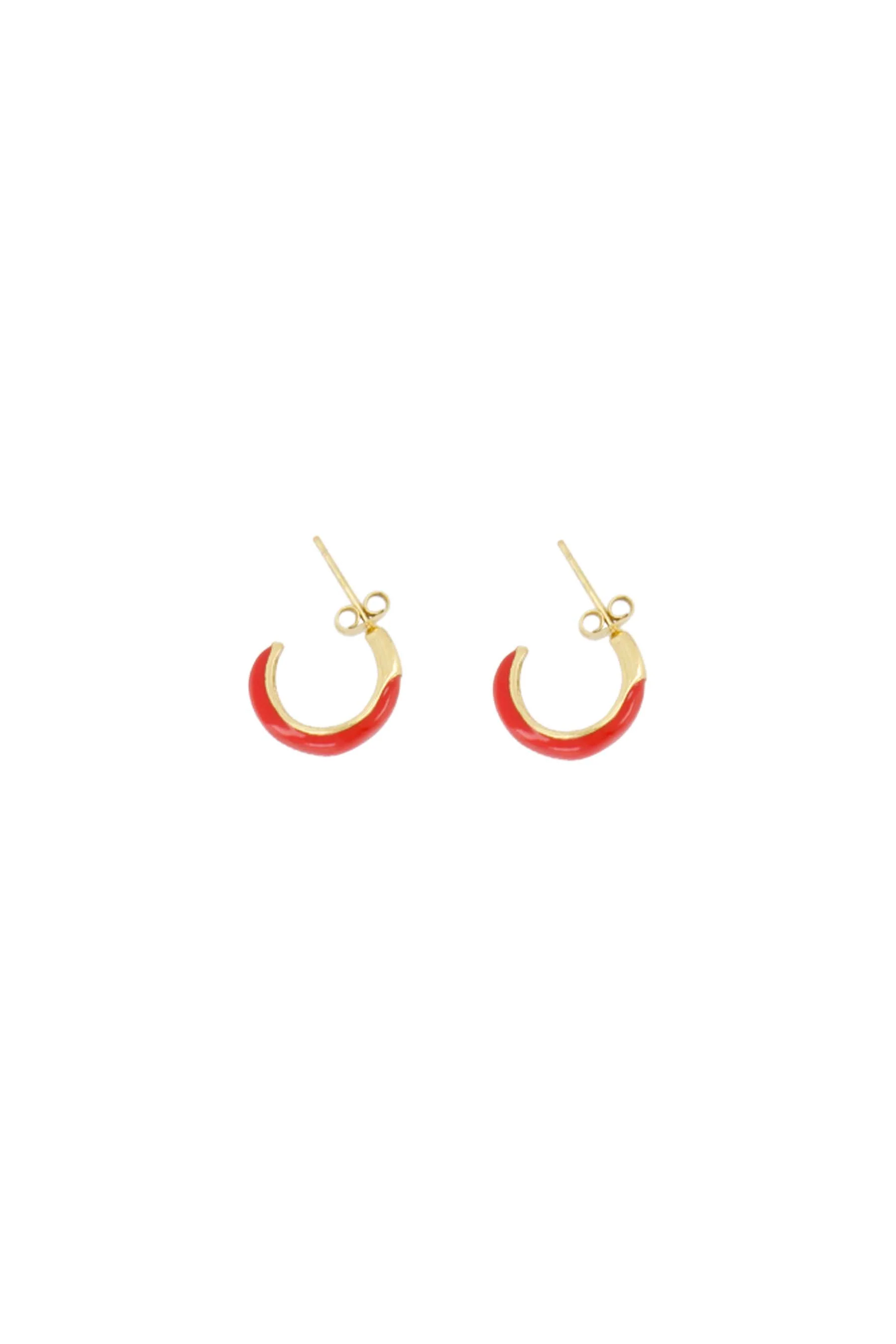 oorringen met streep | oranjerood / goud