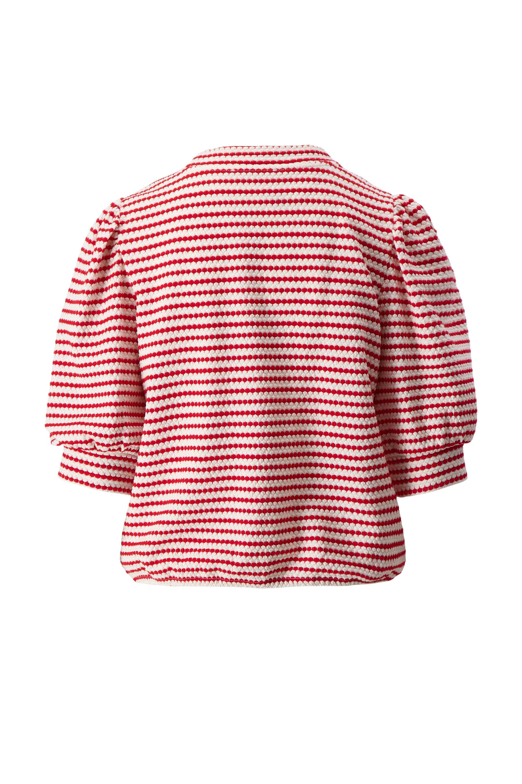 pofmouw top met streep in structuur materiaal | off white / rood - Image 5