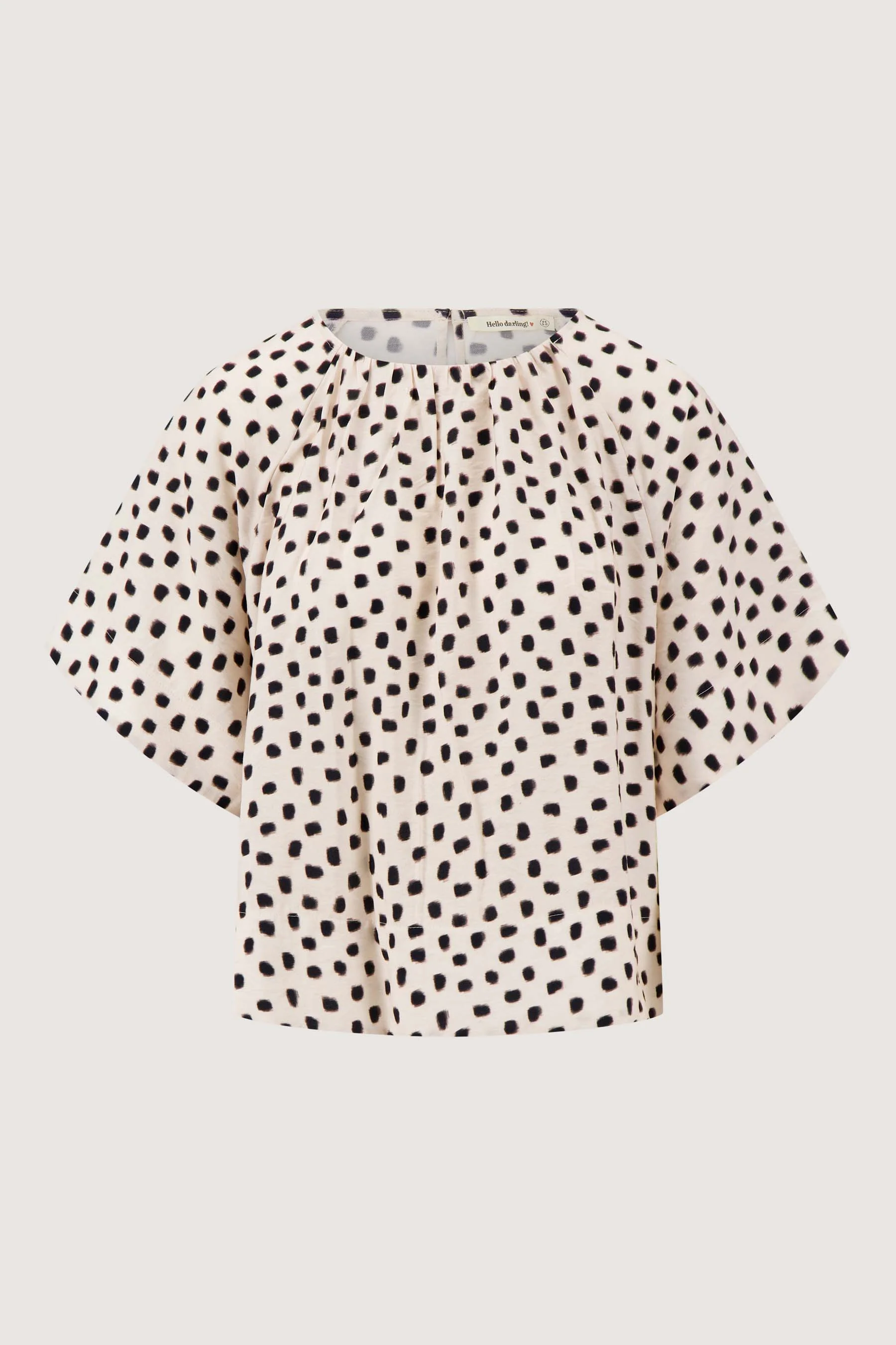 raglan top met stippen print | off white / zwart - Image 4