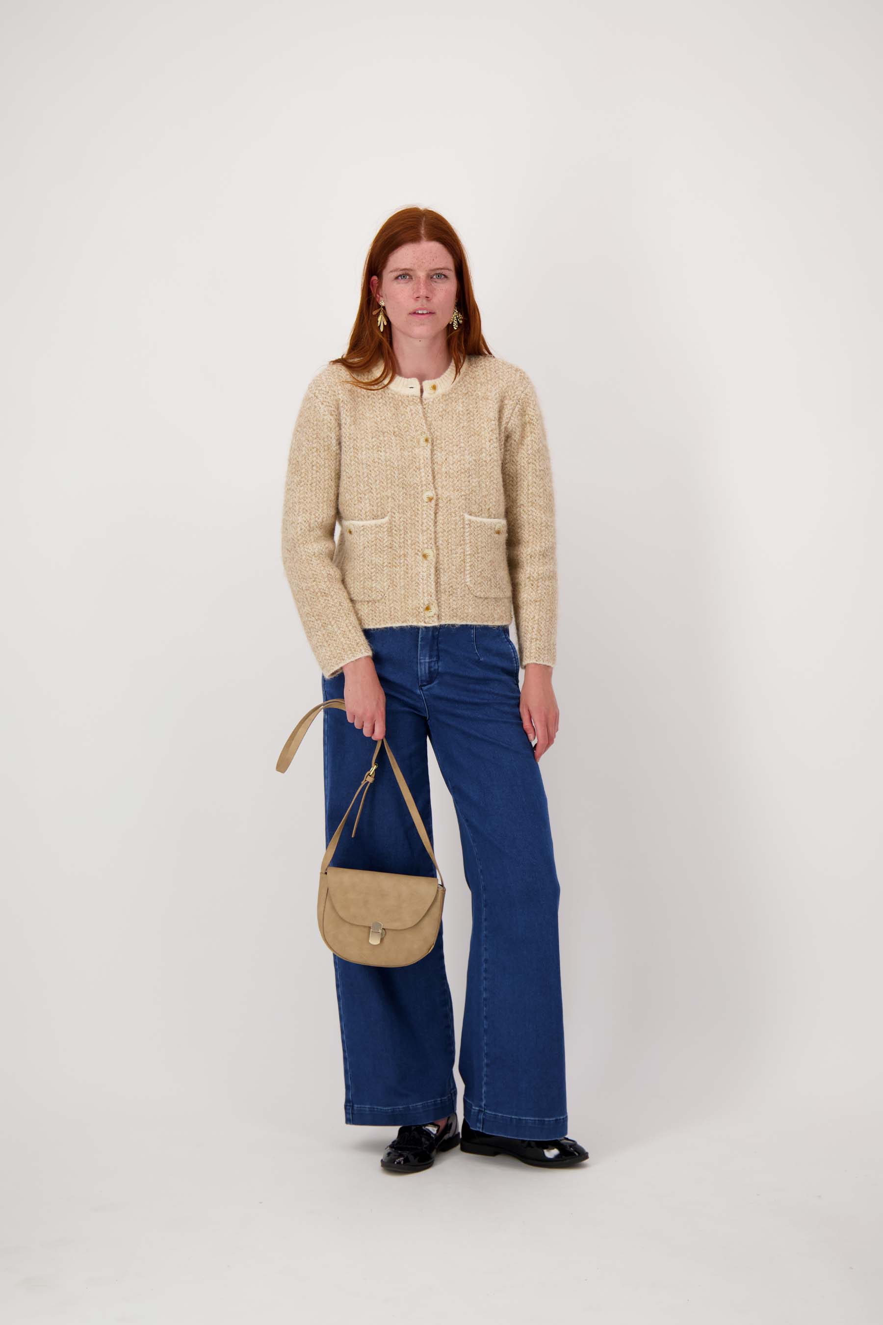 schoudertasje met gouden sluiting | taupe - Image 5