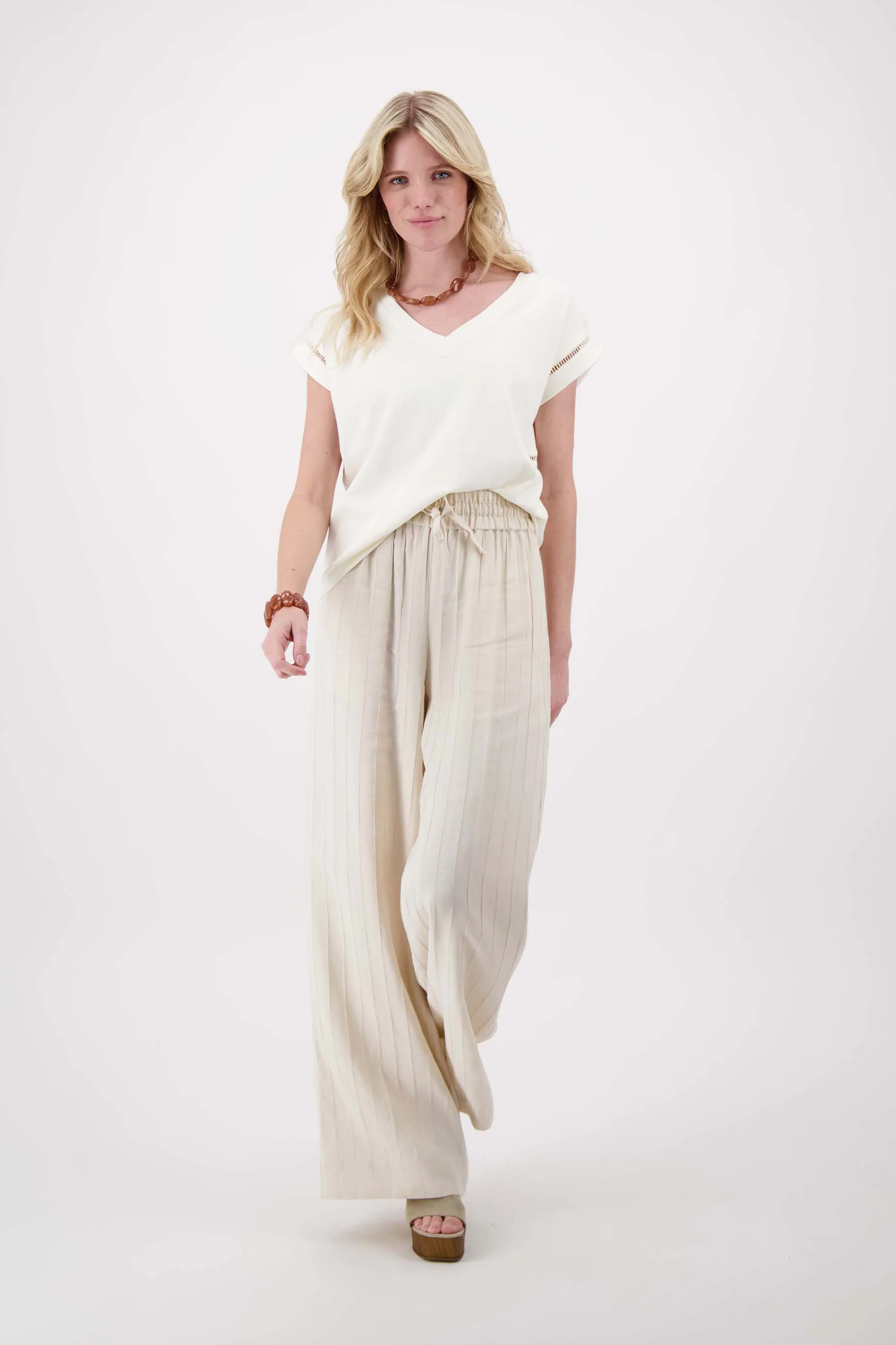 seersucker streep broek | off white - Image 4