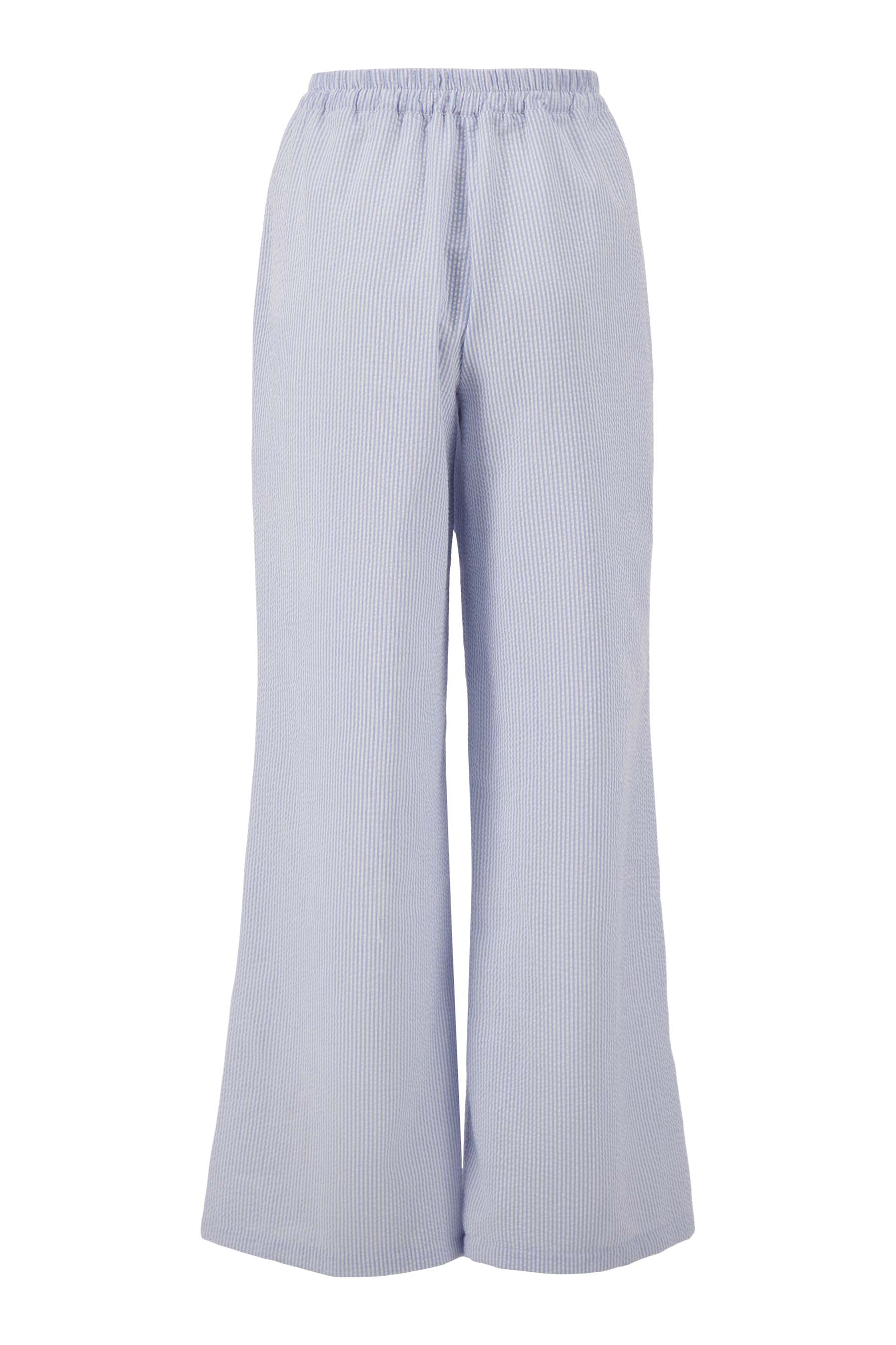 seersucker streep broek | wit / lichtblauw - Image 3