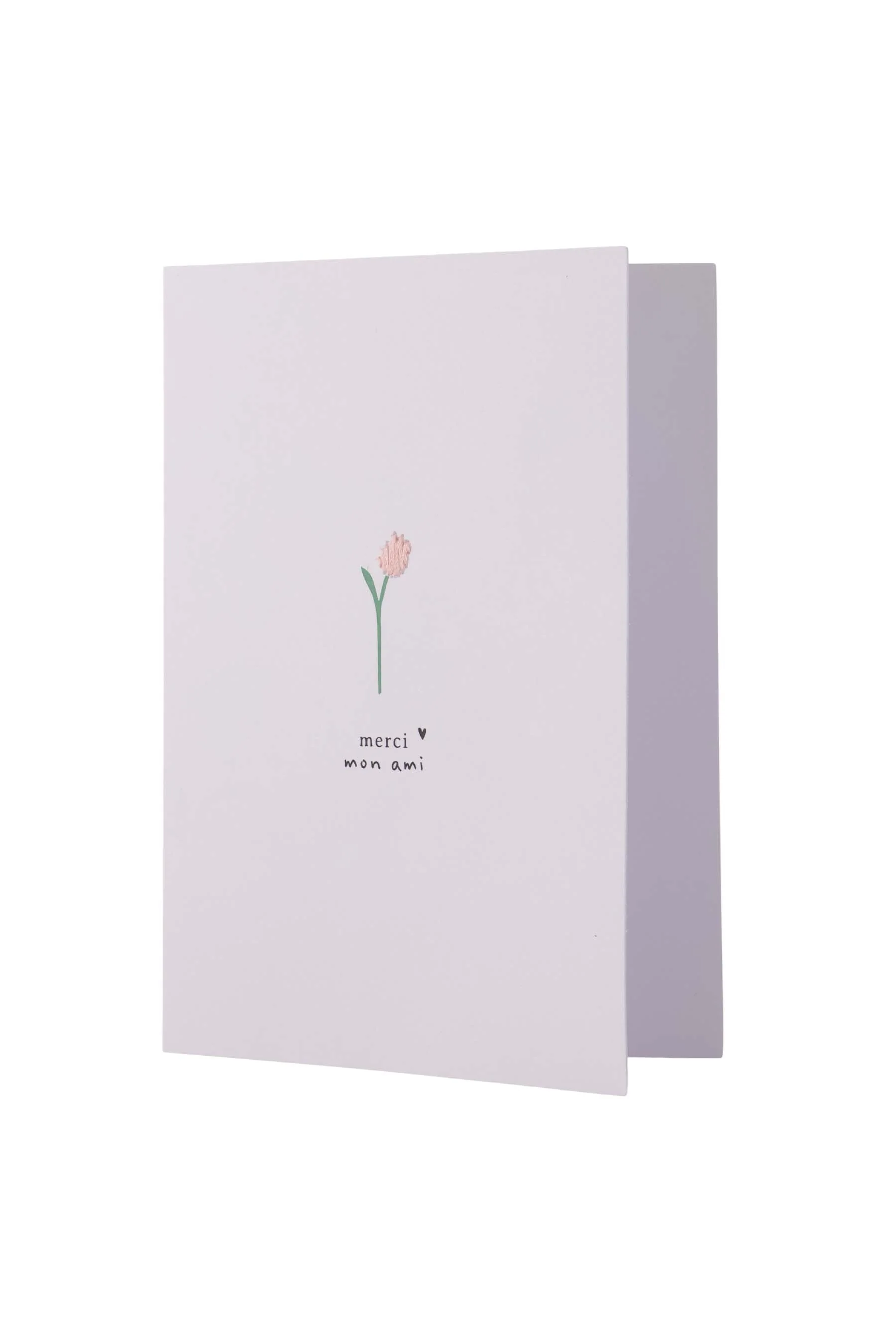 Set van 10 wenskaarten merci mon ami wit/zalm