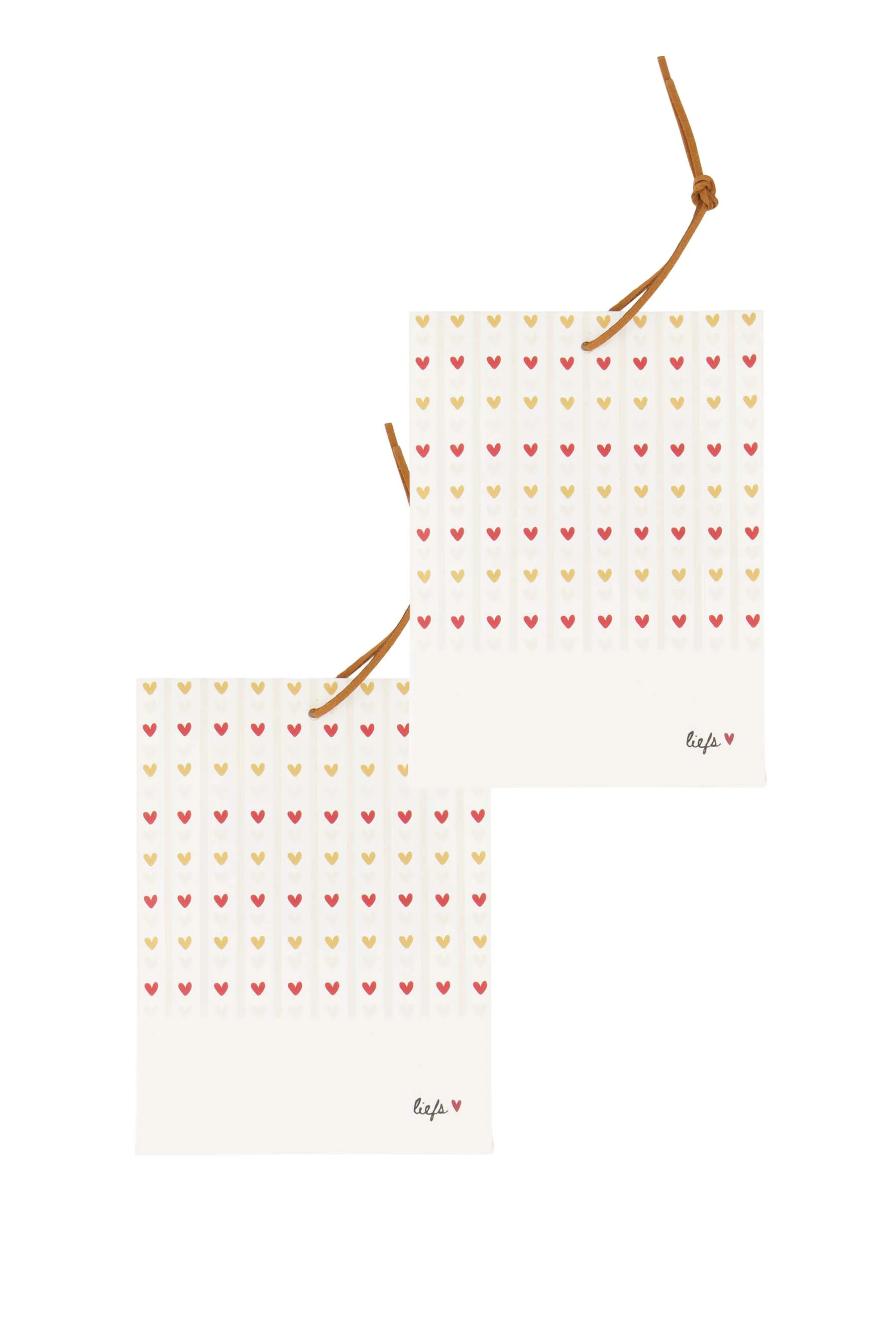 set van 2 geurzakjes hartjes liefs | wit / rood / oker