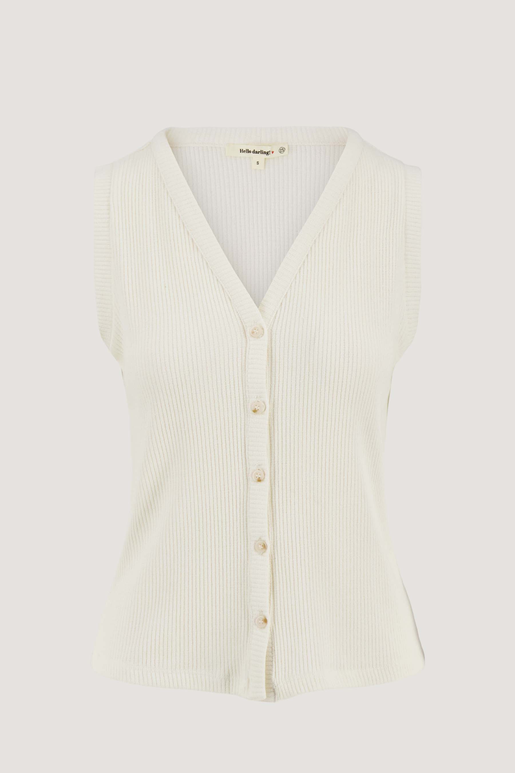 singlet rib met knopen | white - Image 3