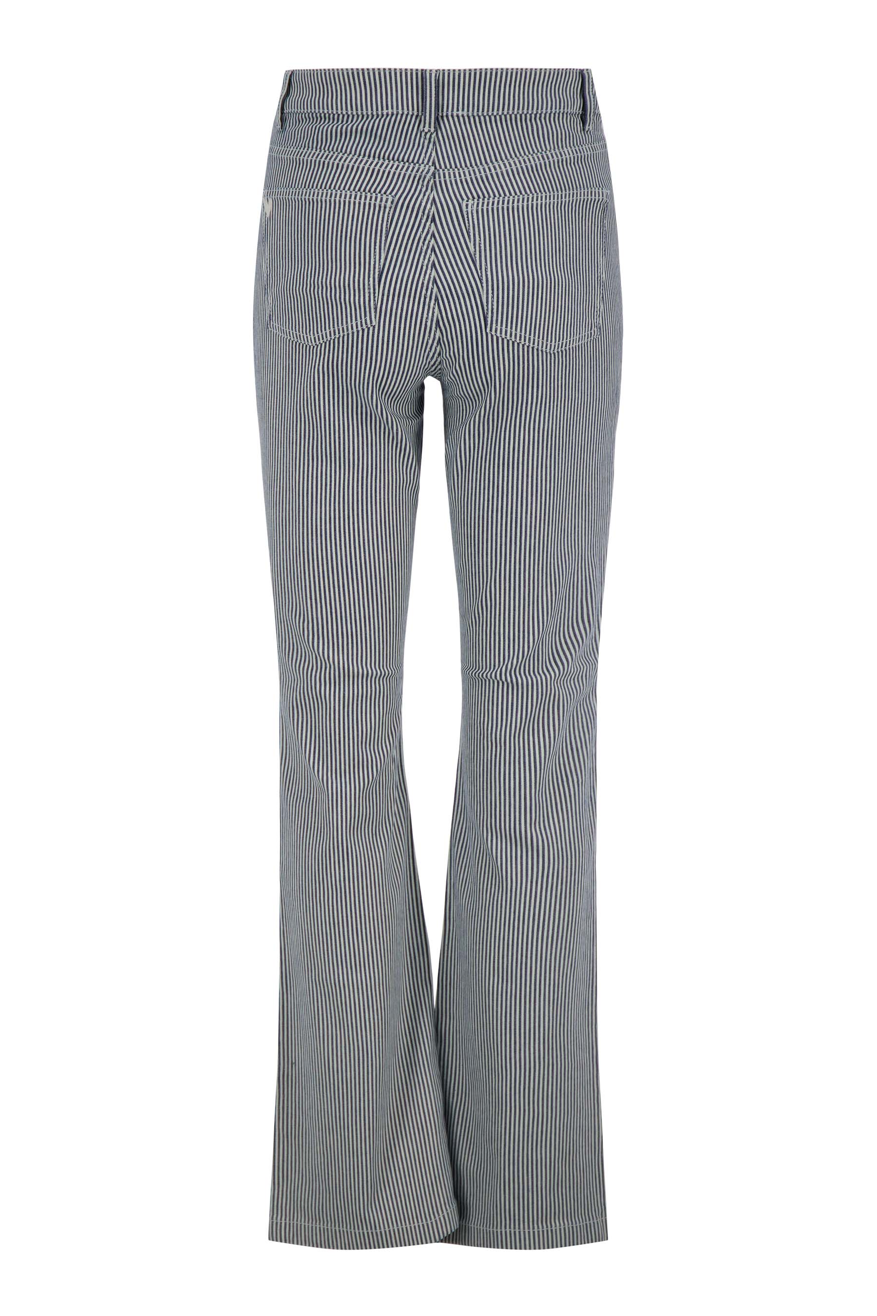 streep broek stretch flared model | wit / donkerblauw - Image 5