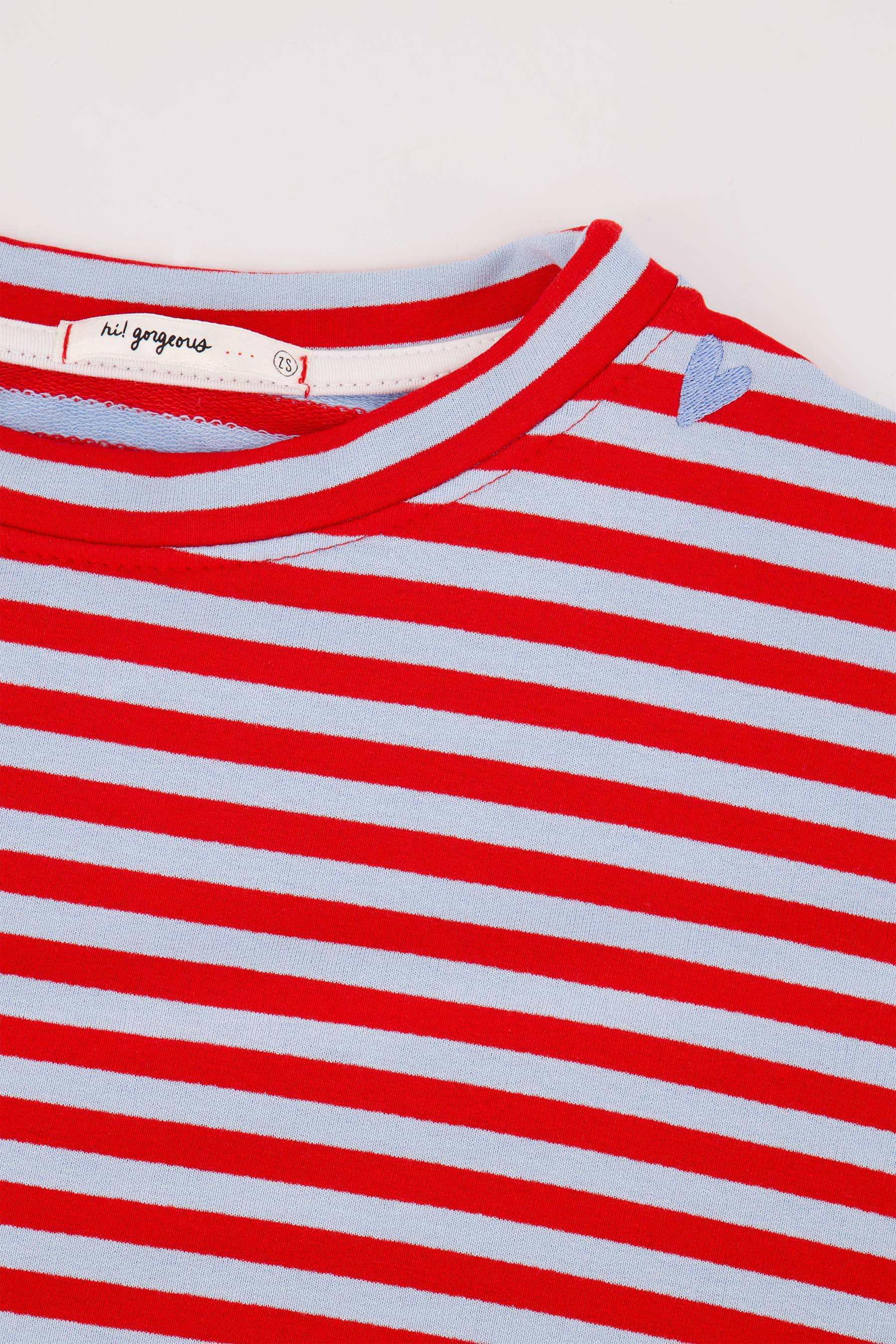 streep sweat shirt boxy 3/4 mouw | light blue/red stripe - Image 4