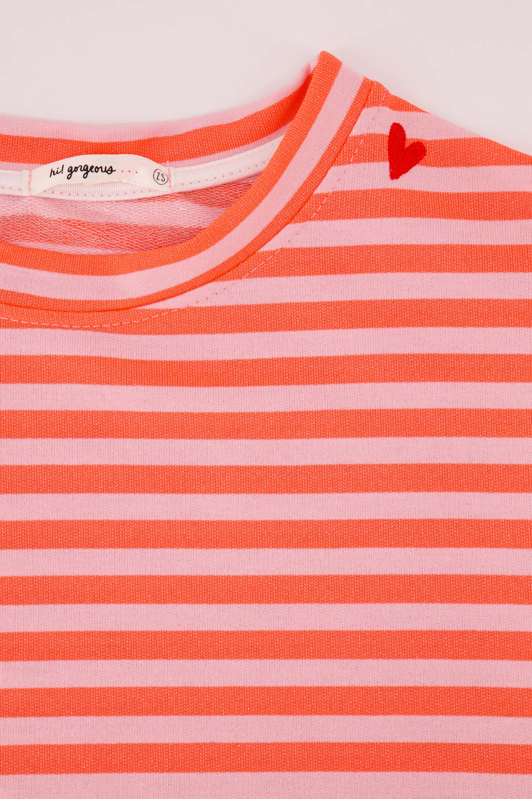 streep sweat shirt boxy 3/4 mouw | light pink/ salmon stripe - Image 4