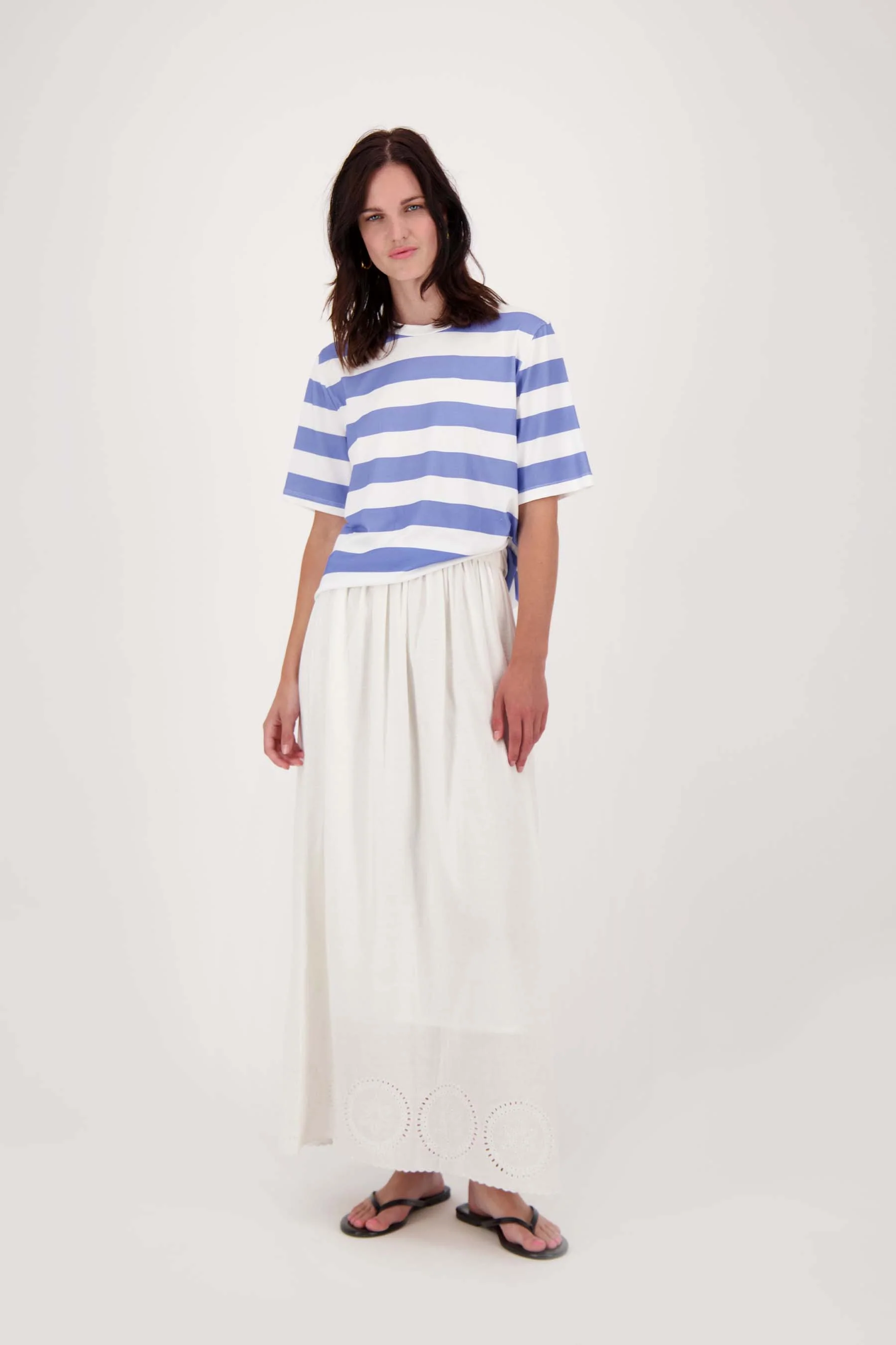 streep t-shirt | lavenderblauw / white