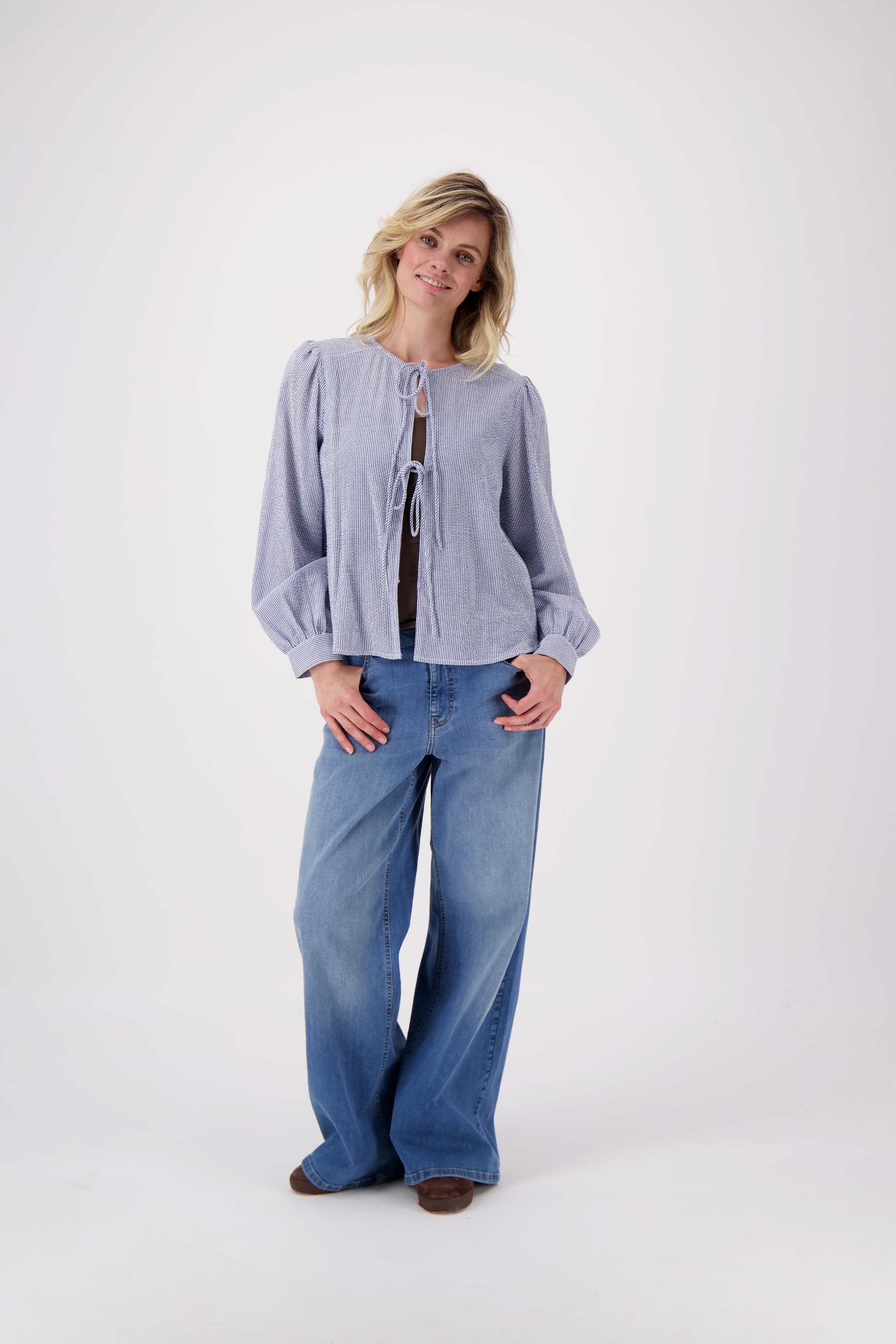 strik blousejasje gestreept | wit / donkerblauw - Image 3