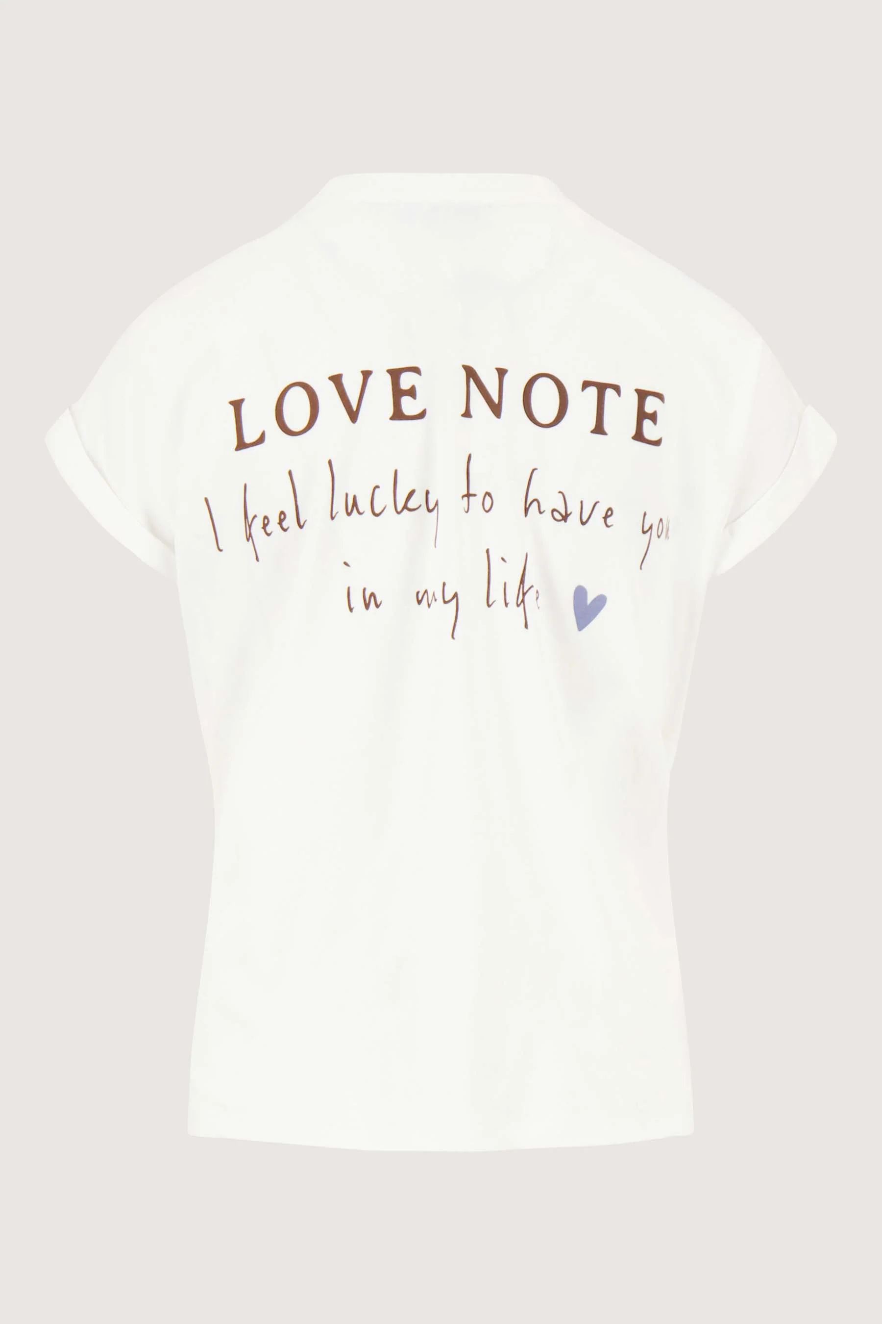 T-shirt met opgerolde mouw en print | off white - Image 4