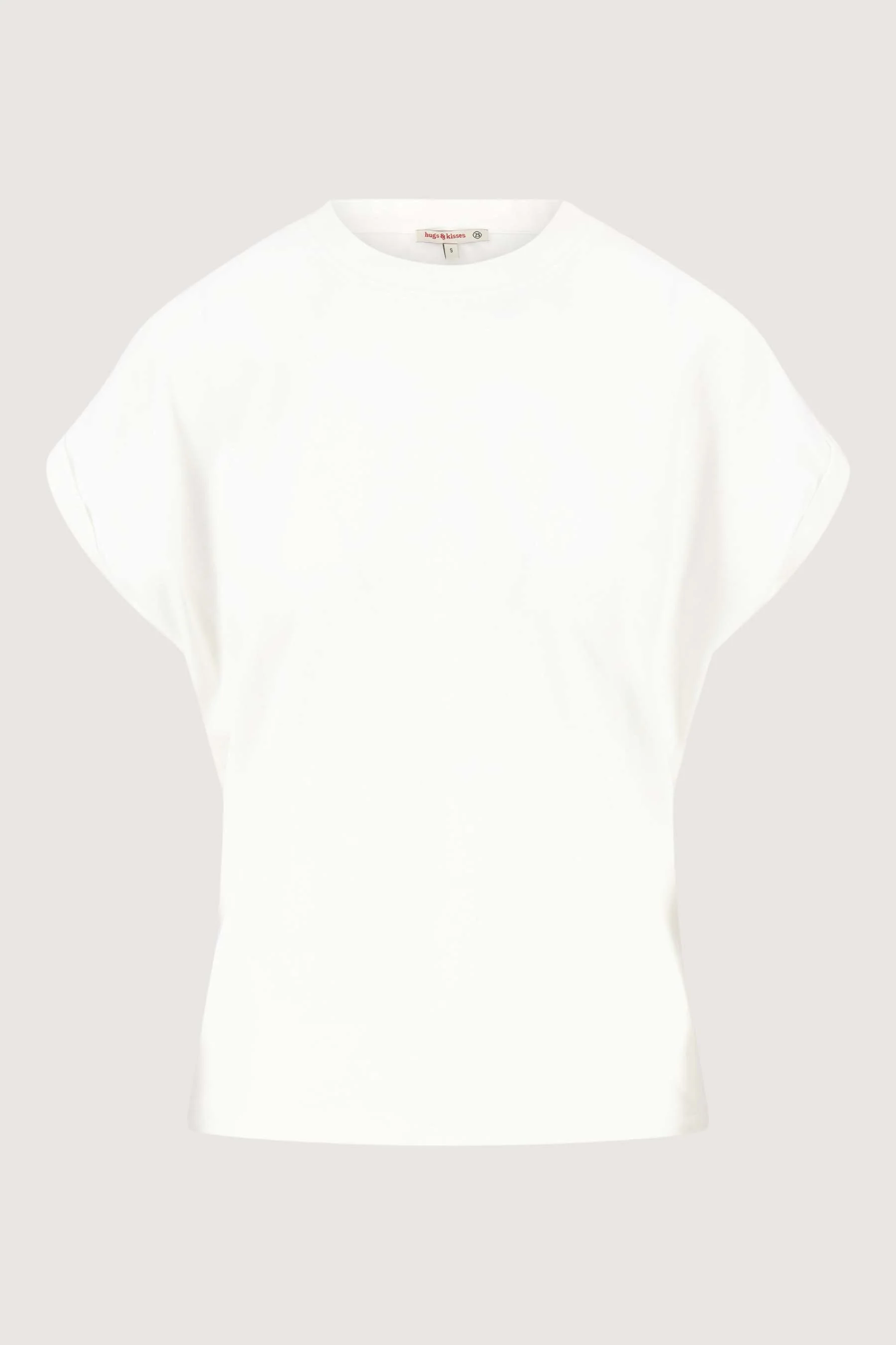 T-shirt met opgerolde mouw en print | off white - Image 5