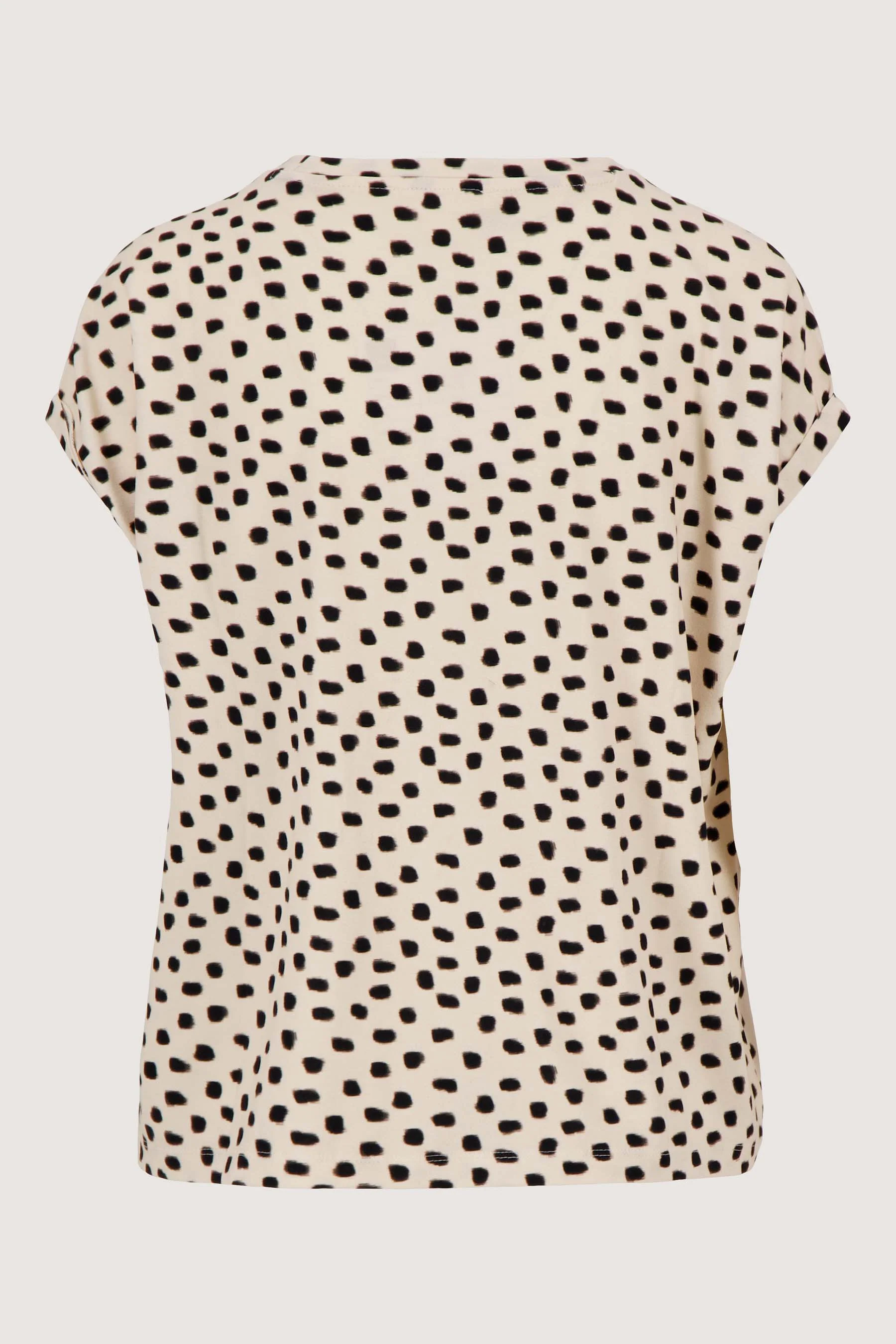 T-shirt met opgerolde mouw en stippen print | off white / zwart - Image 5