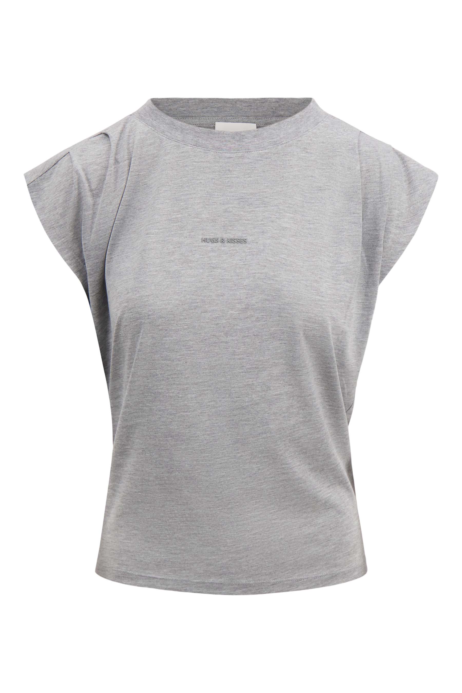 t-shirt met plooidetail | medium grey - Image 6
