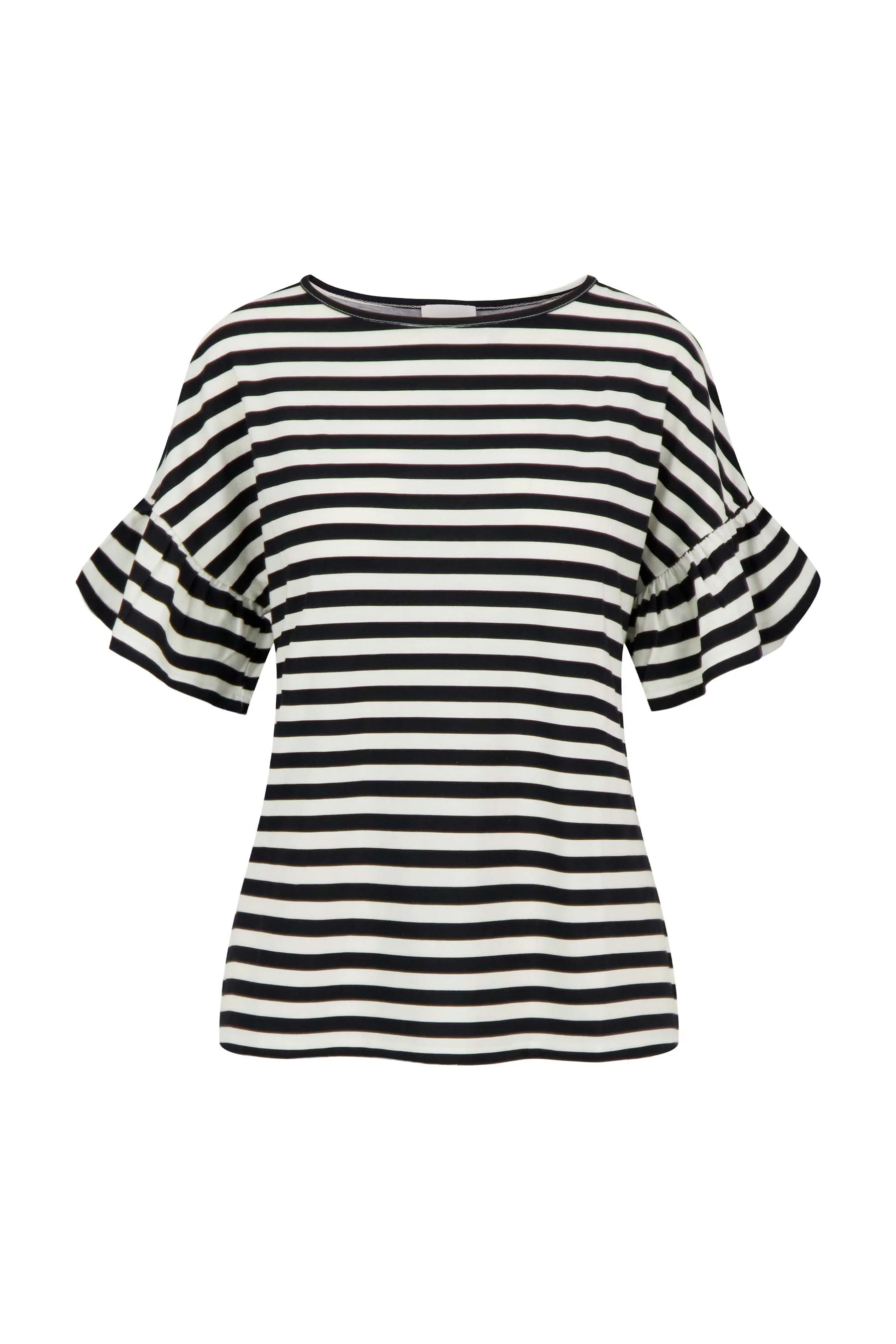 T-shirt met vlindermouw gestreept | off white / zwart - Image 3