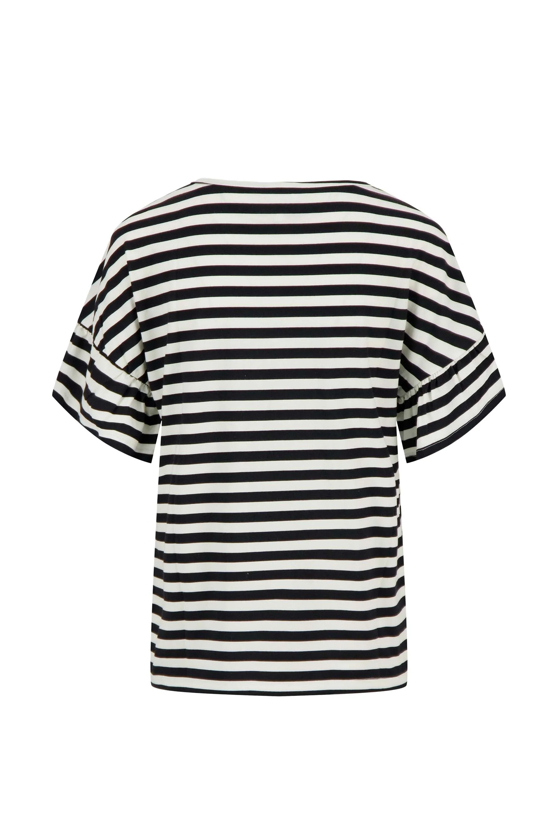 T-shirt met vlindermouw gestreept | off white / zwart - Image 4