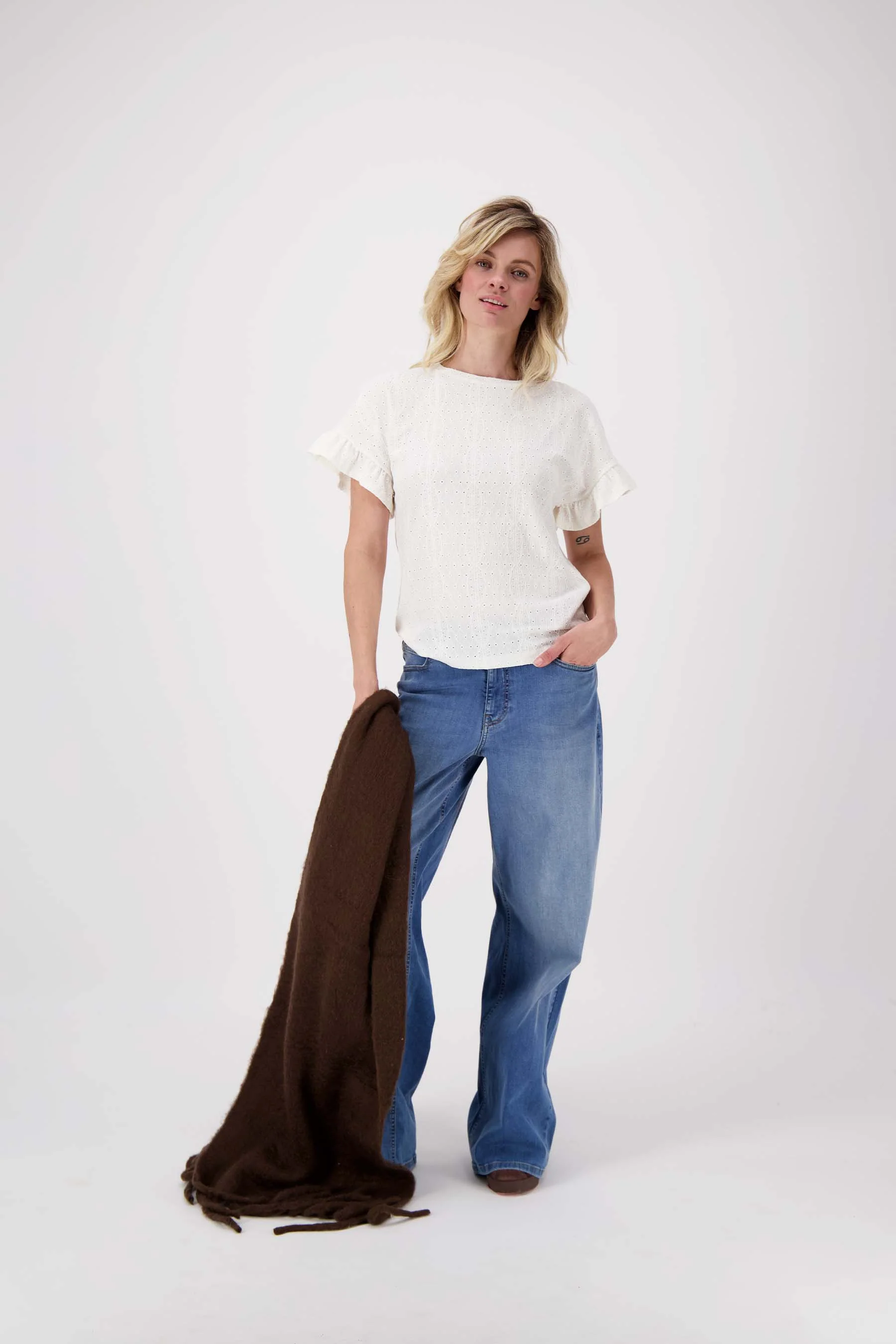 T-shirt met vlindermouw | off white - Image 3
