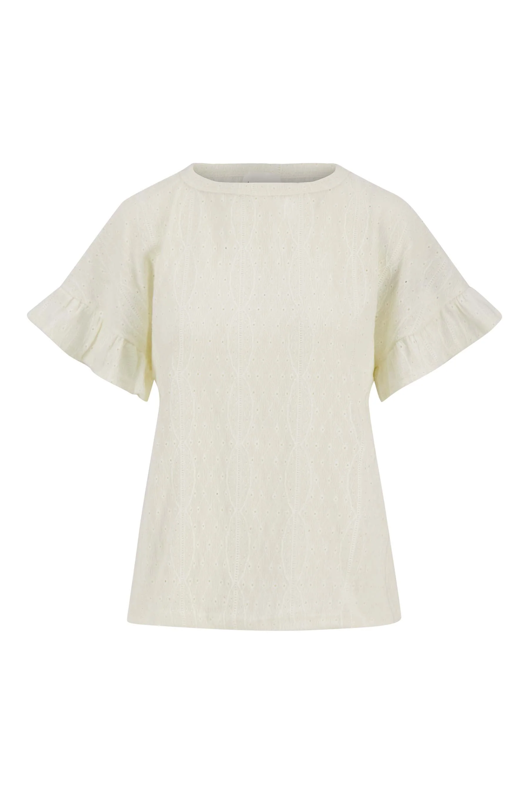 T-shirt met vlindermouw | off white - Image 4
