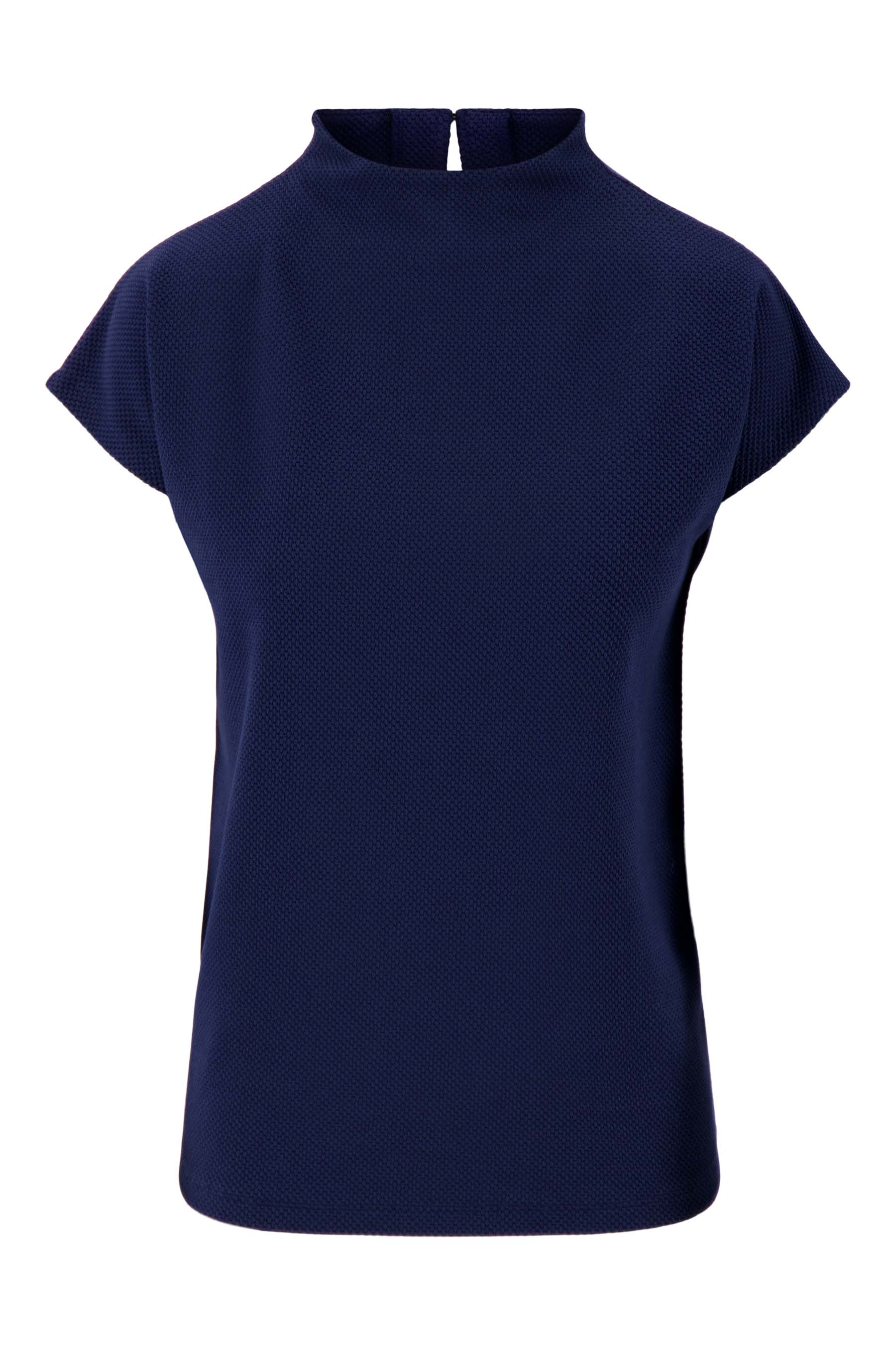 top met aangeknipte mouw in structuur materiaal | summer navy - Image 4