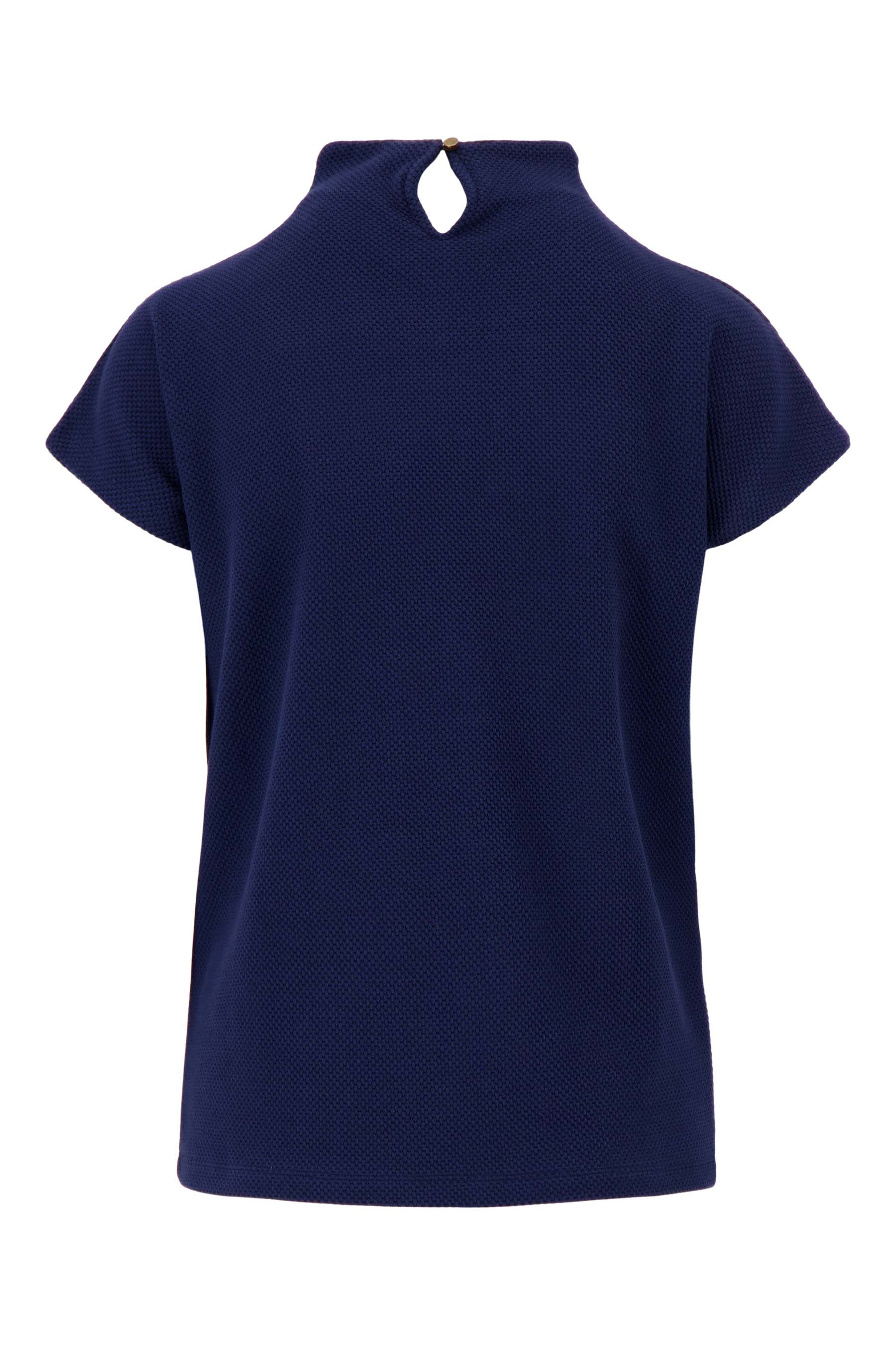 top met aangeknipte mouw in structuur materiaal | summer navy - Image 5