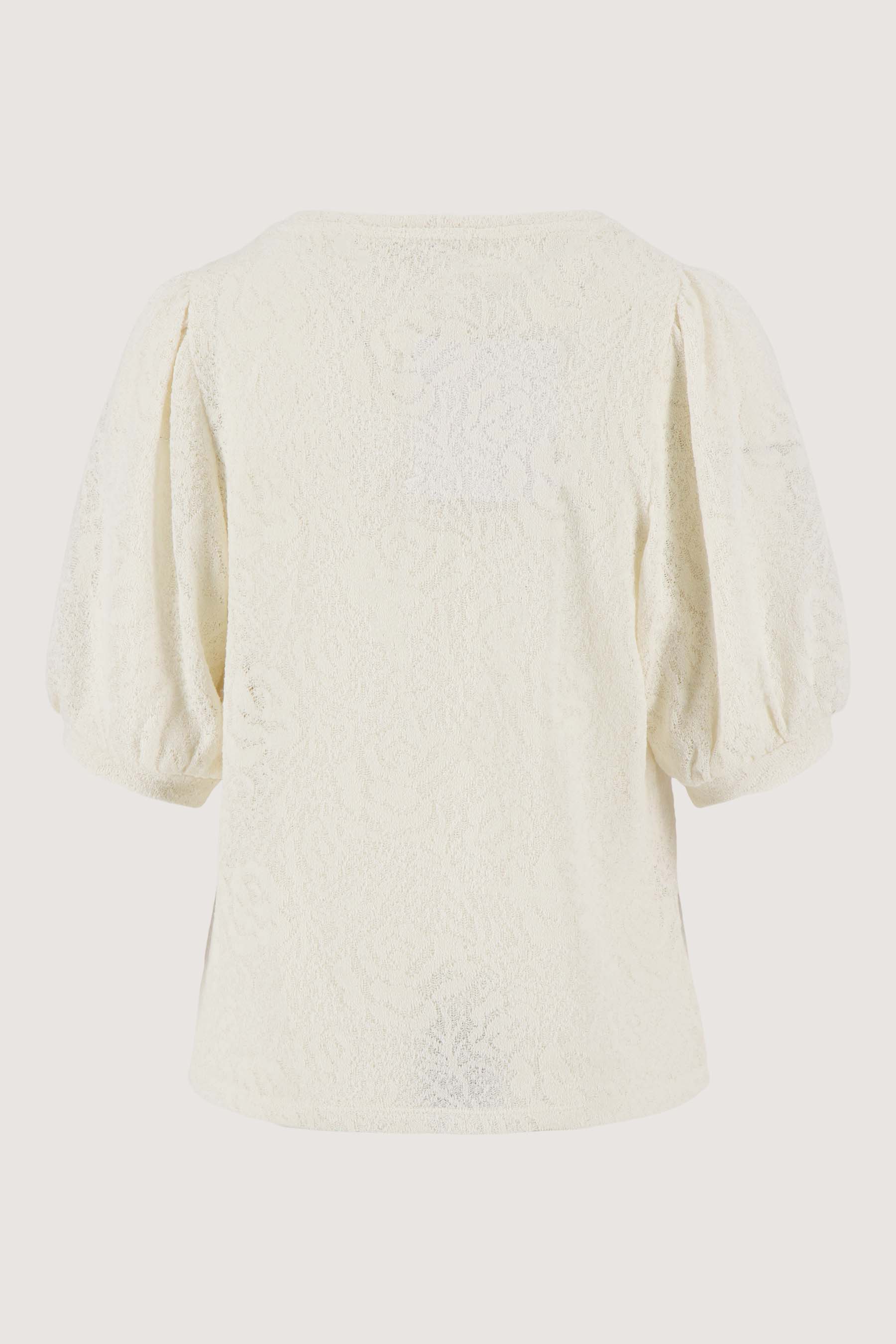 top met ballon mouw in stretch kant | off white - Image 5