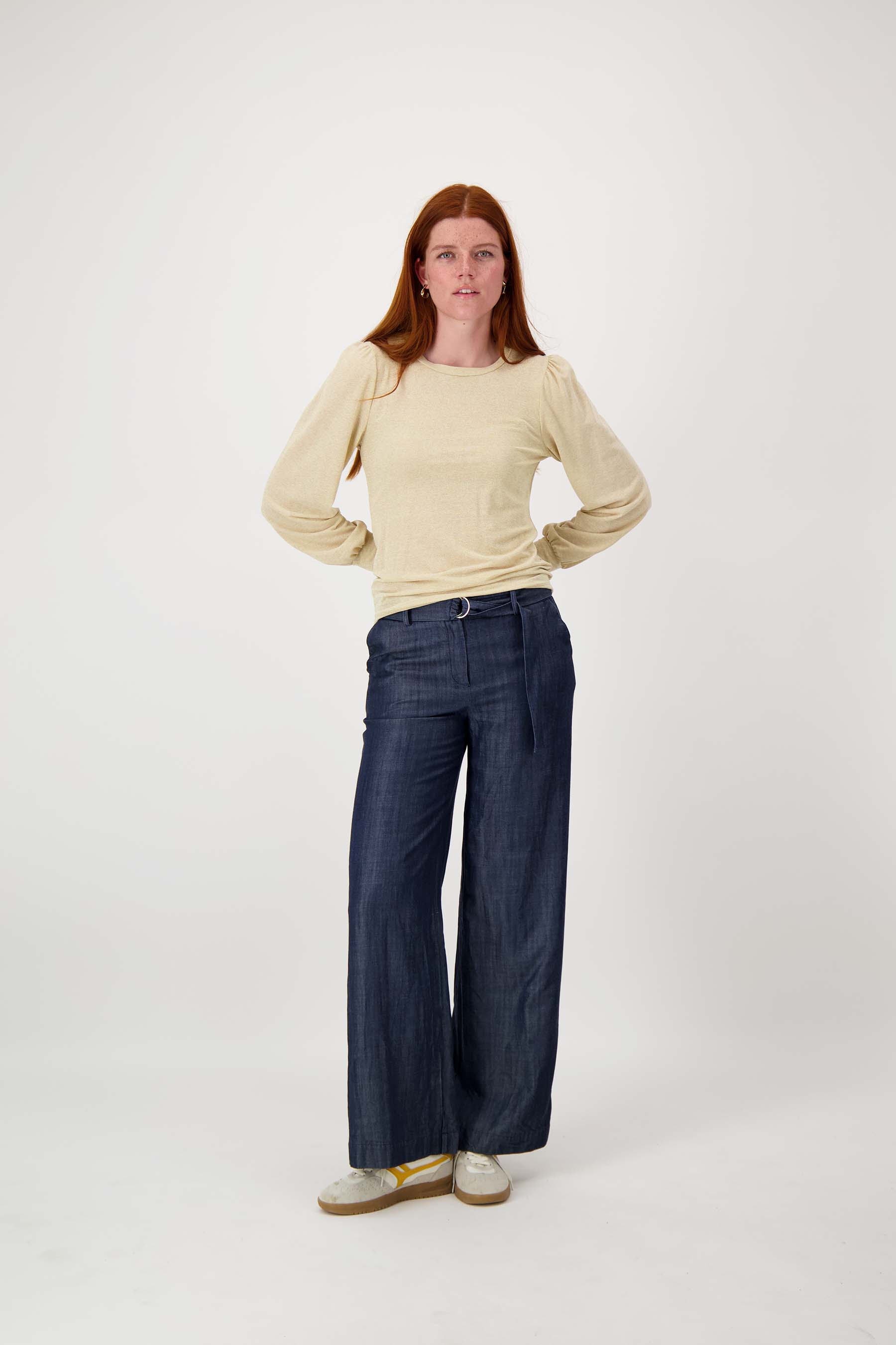 Top met lange mouwen shimmer | beige - Image 3