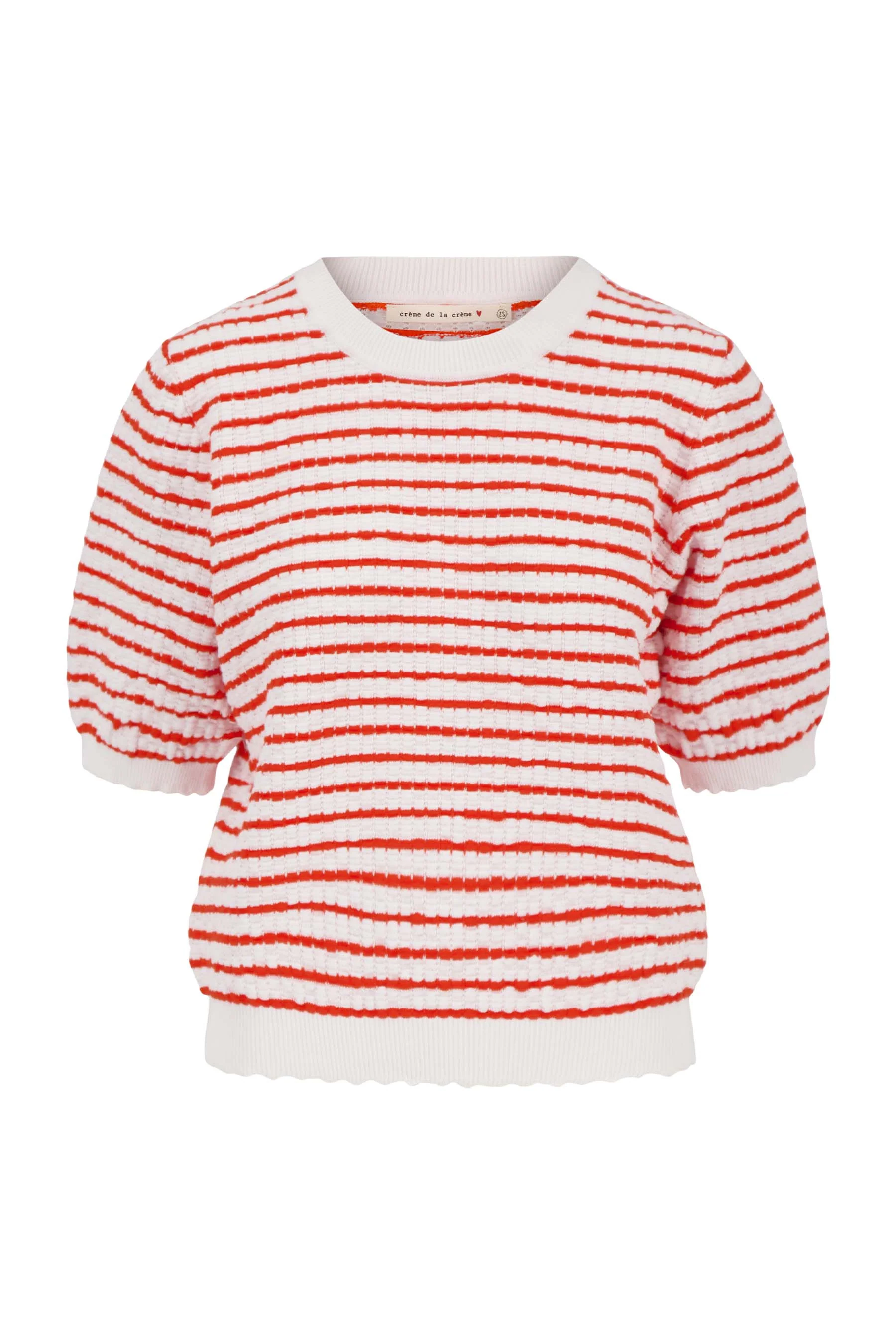 trui korte mouw met streep | wit / rood - Image 2