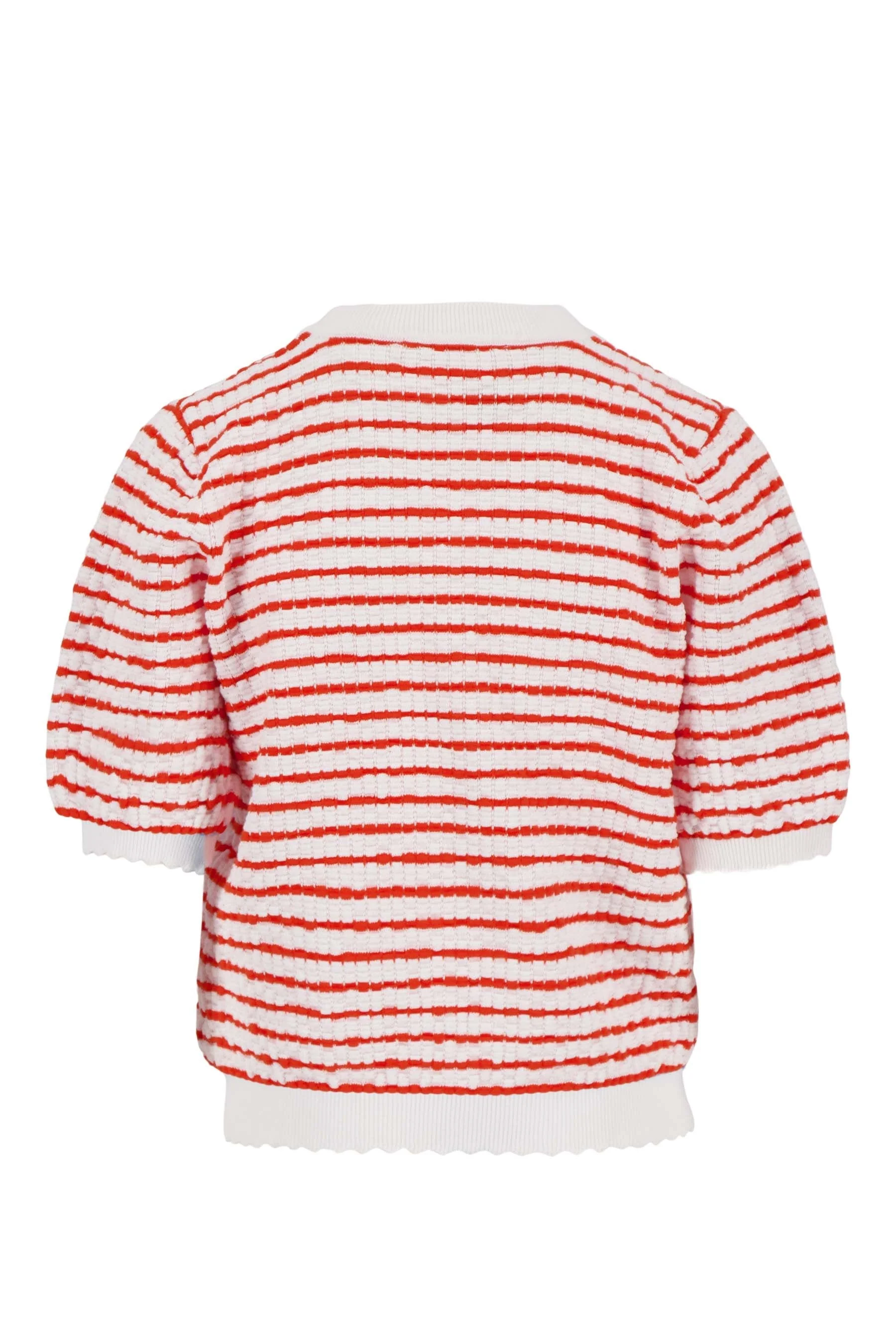 trui korte mouw met streep | wit / rood - Image 3