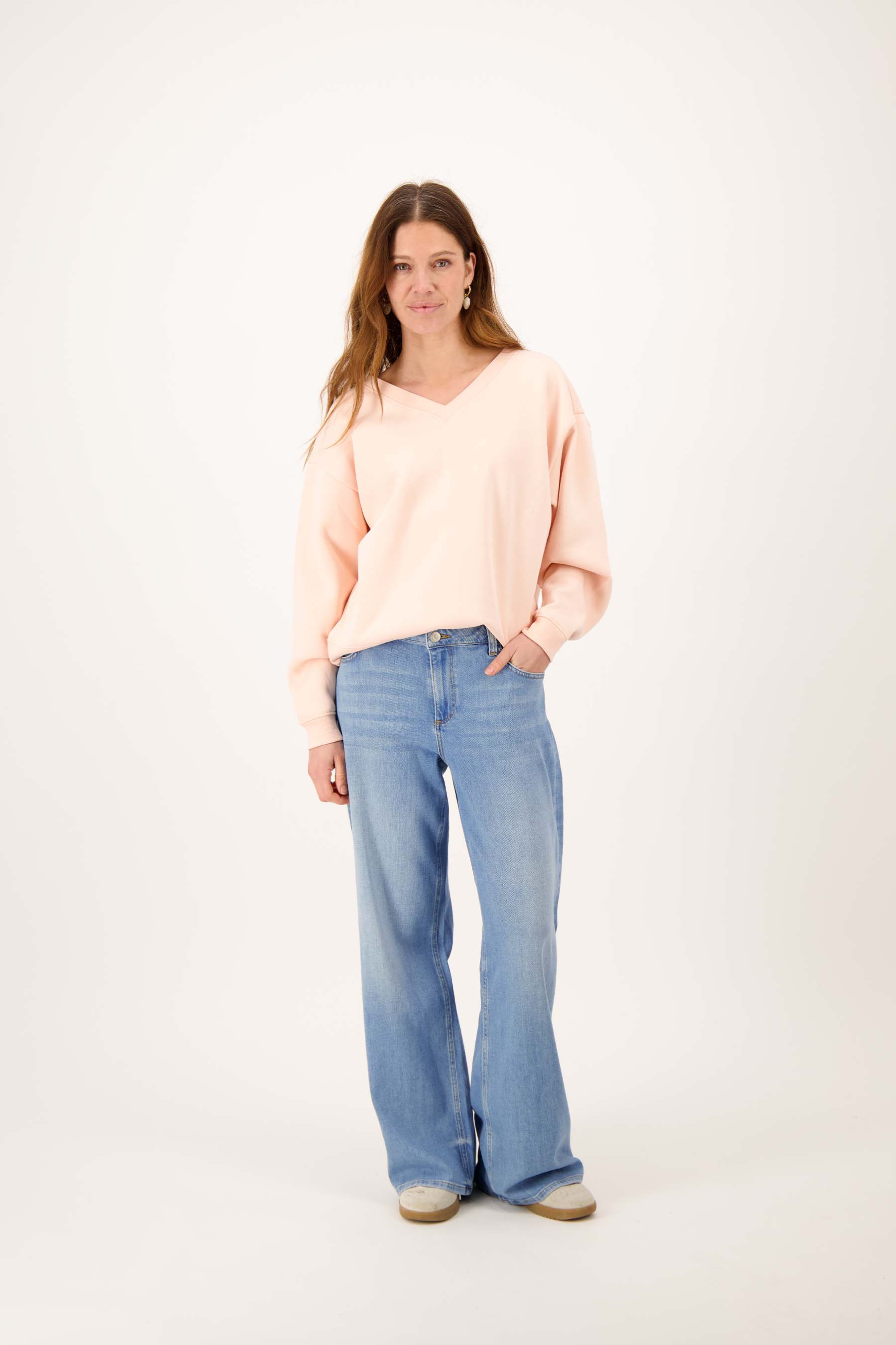 V hals sweater met tekst kiss kiss | light pink - Image 3