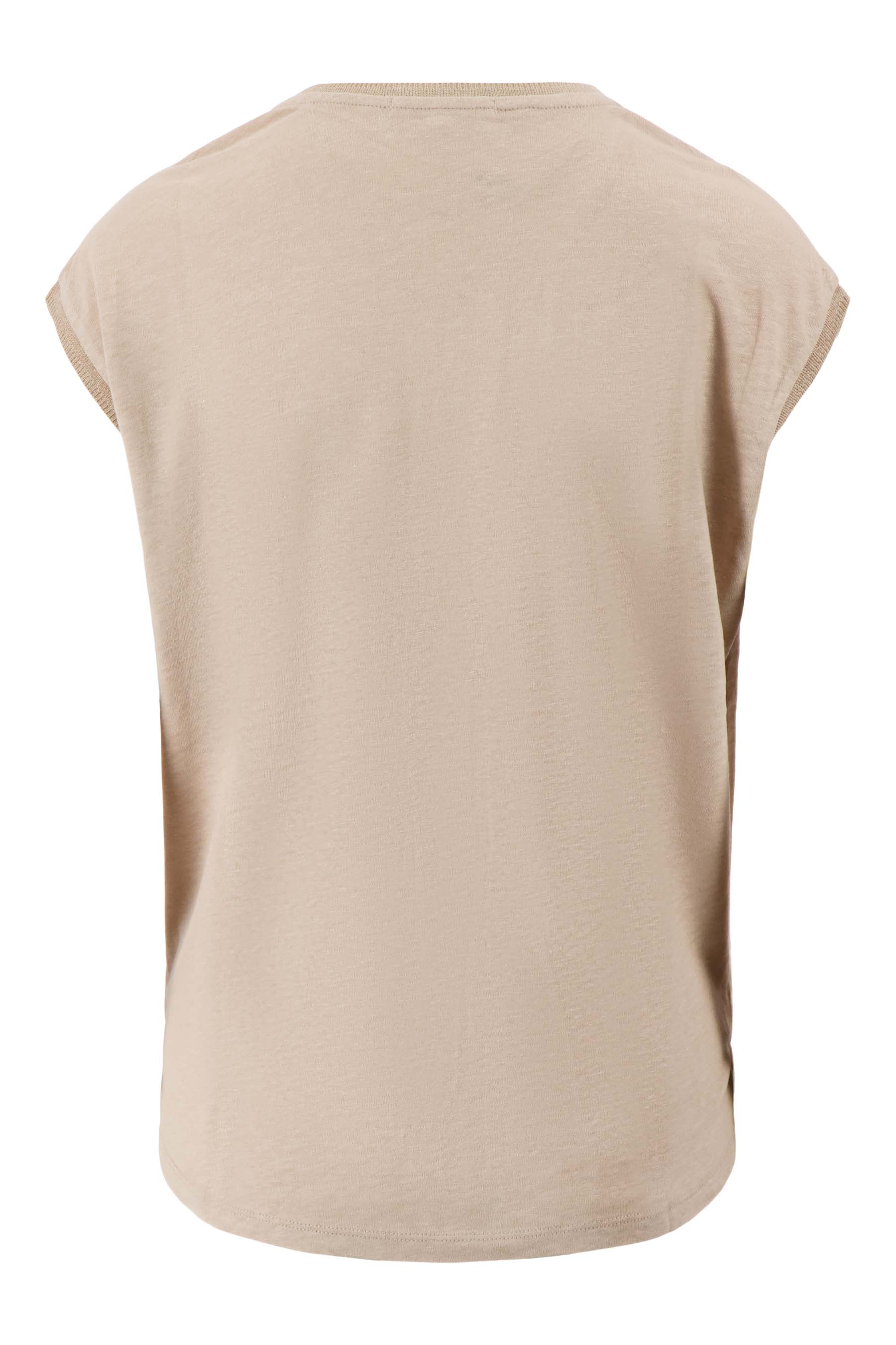 V hals top met lurex boord | darker sand - Image 5