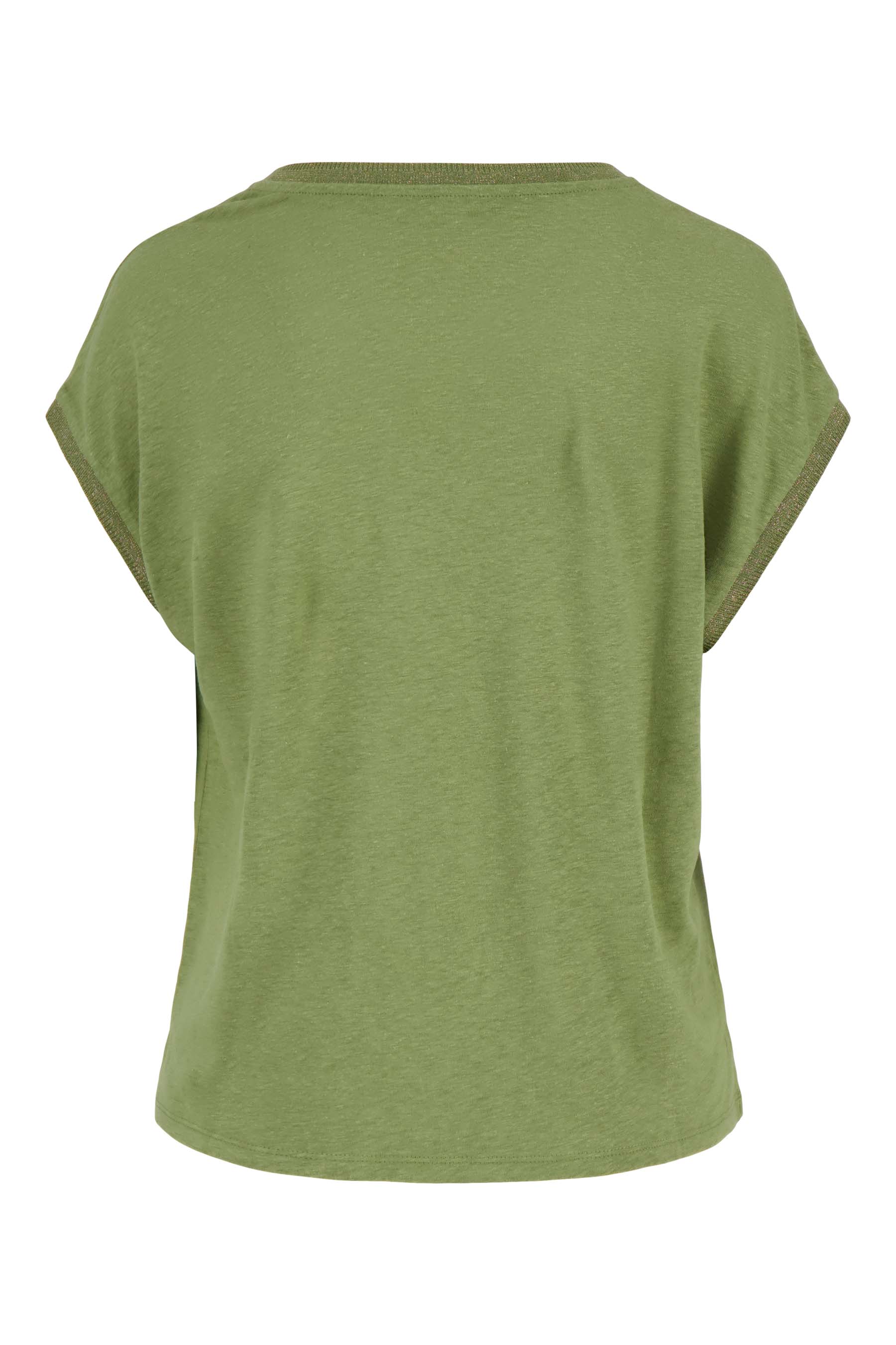V hals top met lurex boord | light mossgreen - Image 4