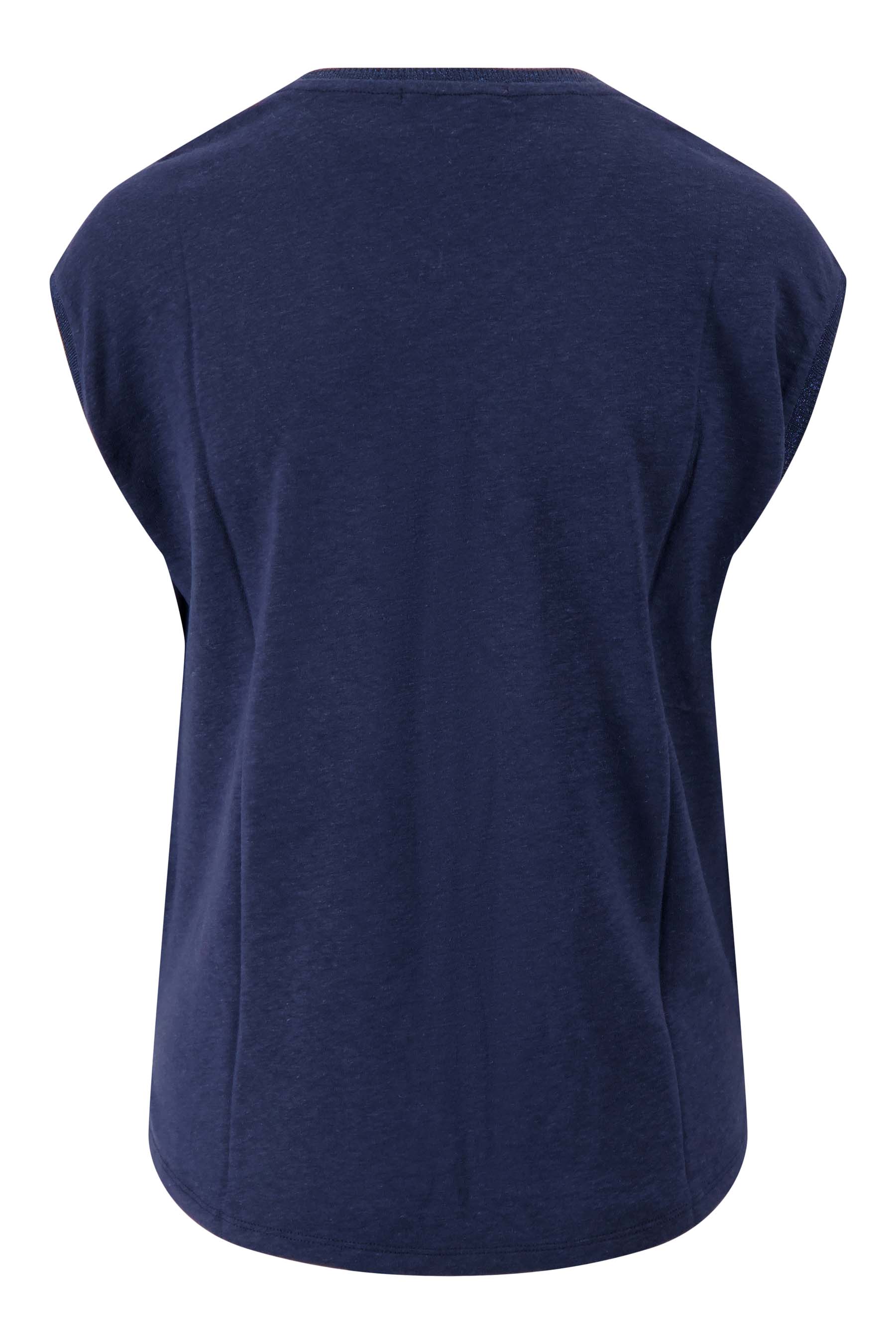 V hals top met lurex boord | summer navy - Image 4