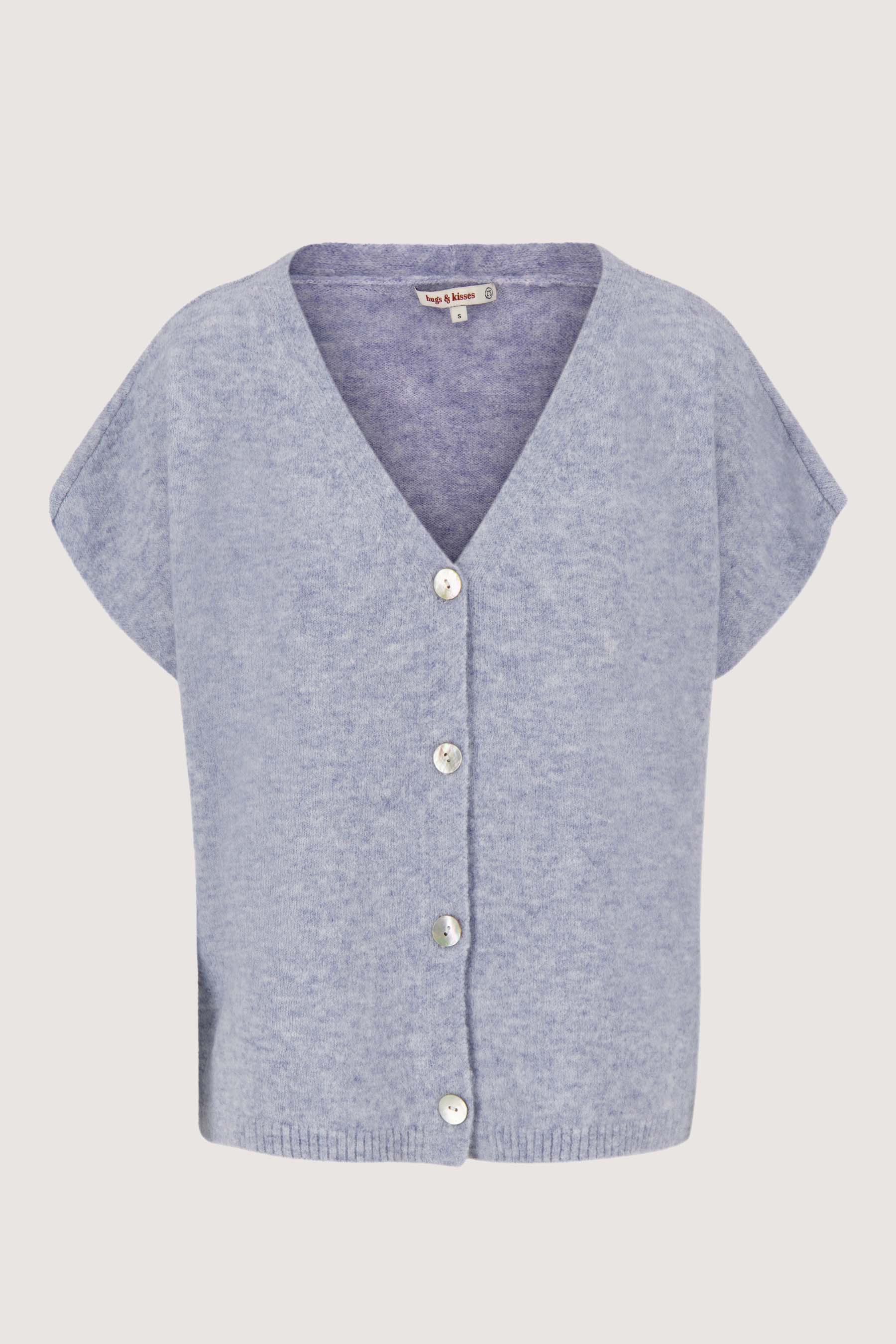 V hals vestje in melange garens | mid blue denim - Image 4