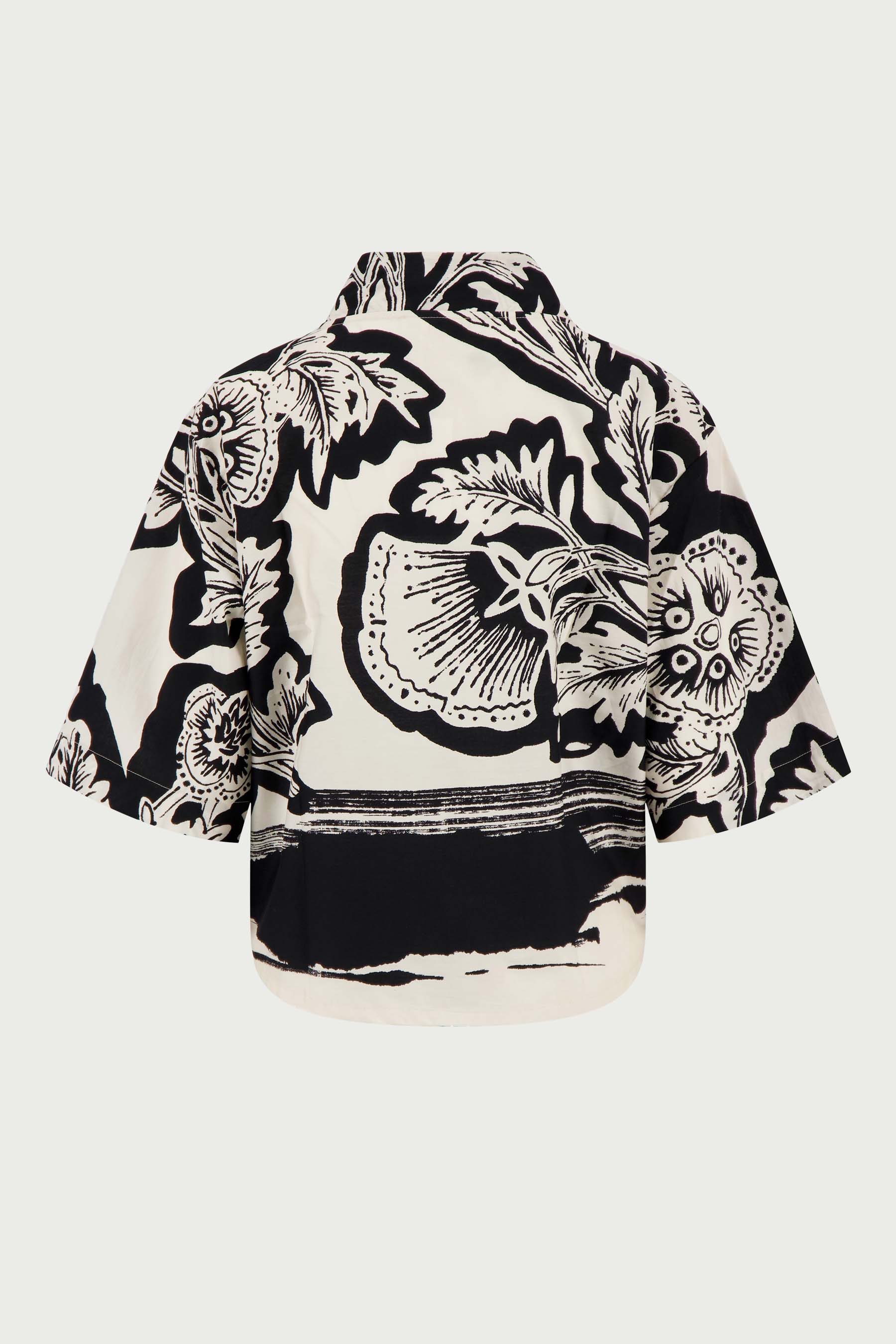 V hals woven top borderprint | zwart / soft kit - Image 4
