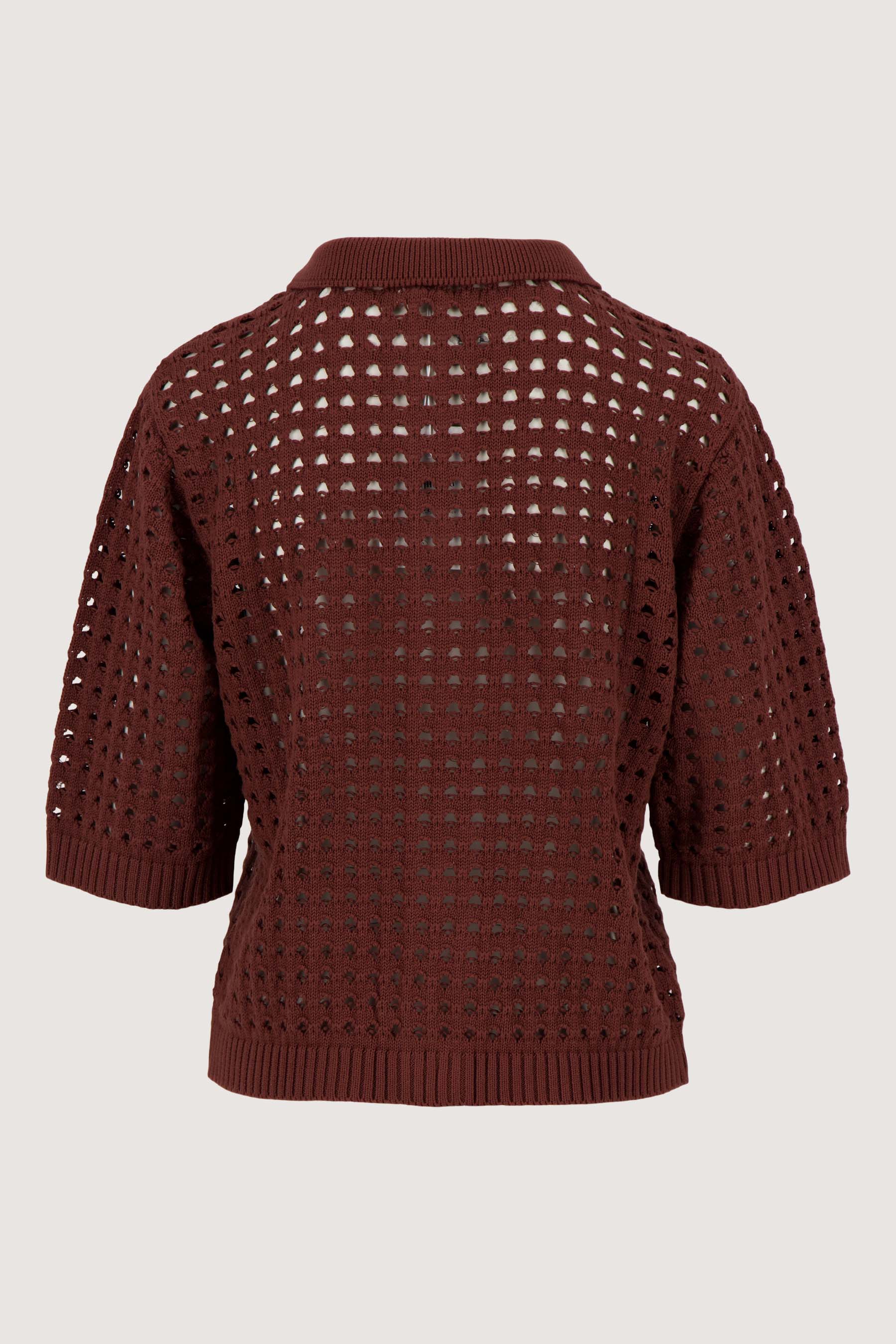 vest met polokraag in ajour | mid brown - Image 6