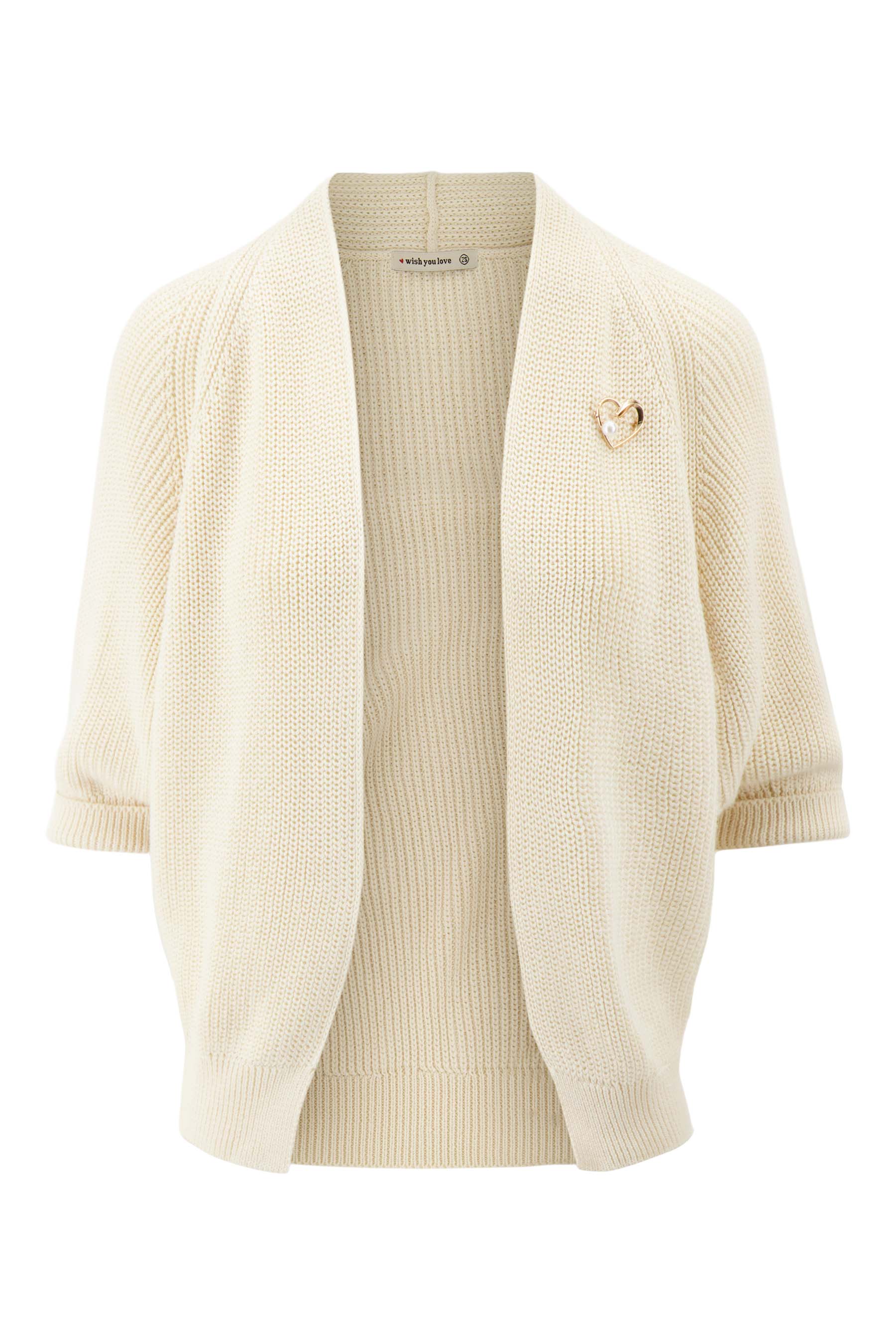 vest met vleermuis mouwen met hart broche | off white - Image 5