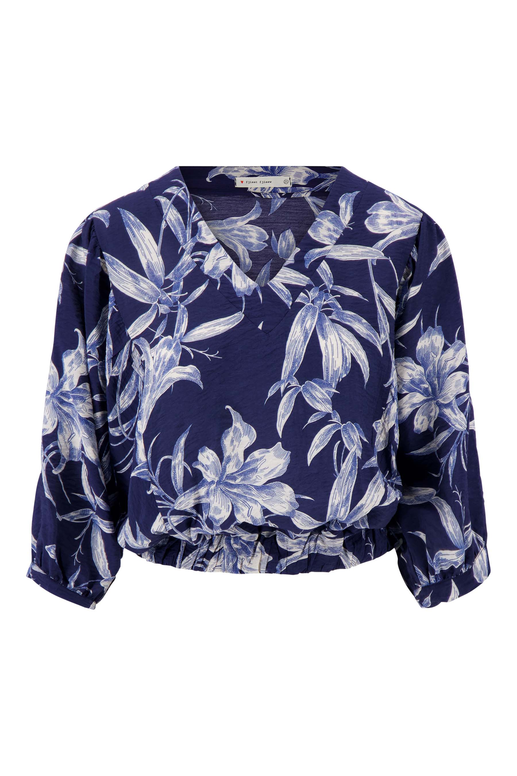 vleermuis blouse met print | summer navy / off white - Image 5