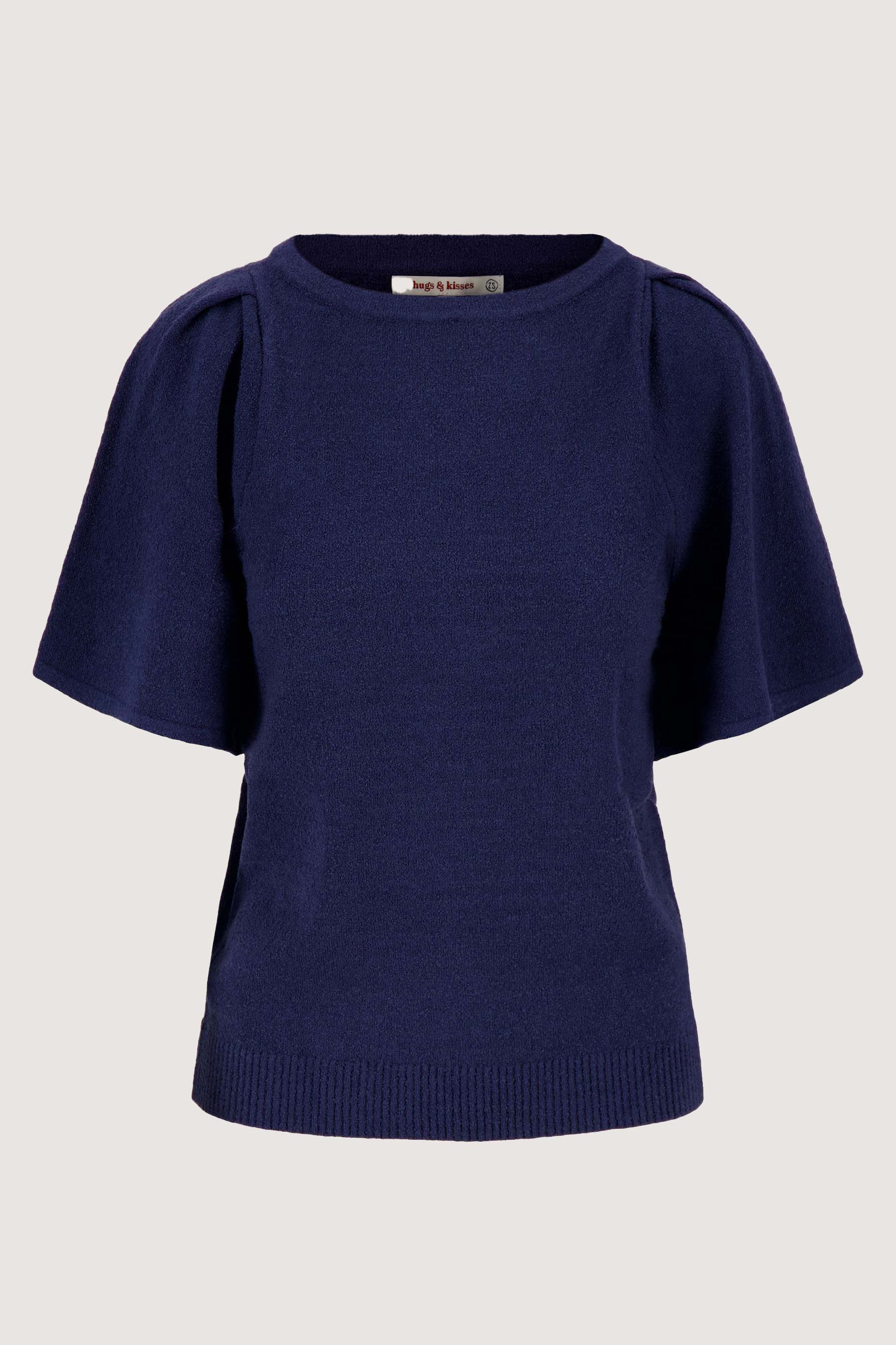 vlindermouw boothals top in boucle garens | summer navy - Image 4