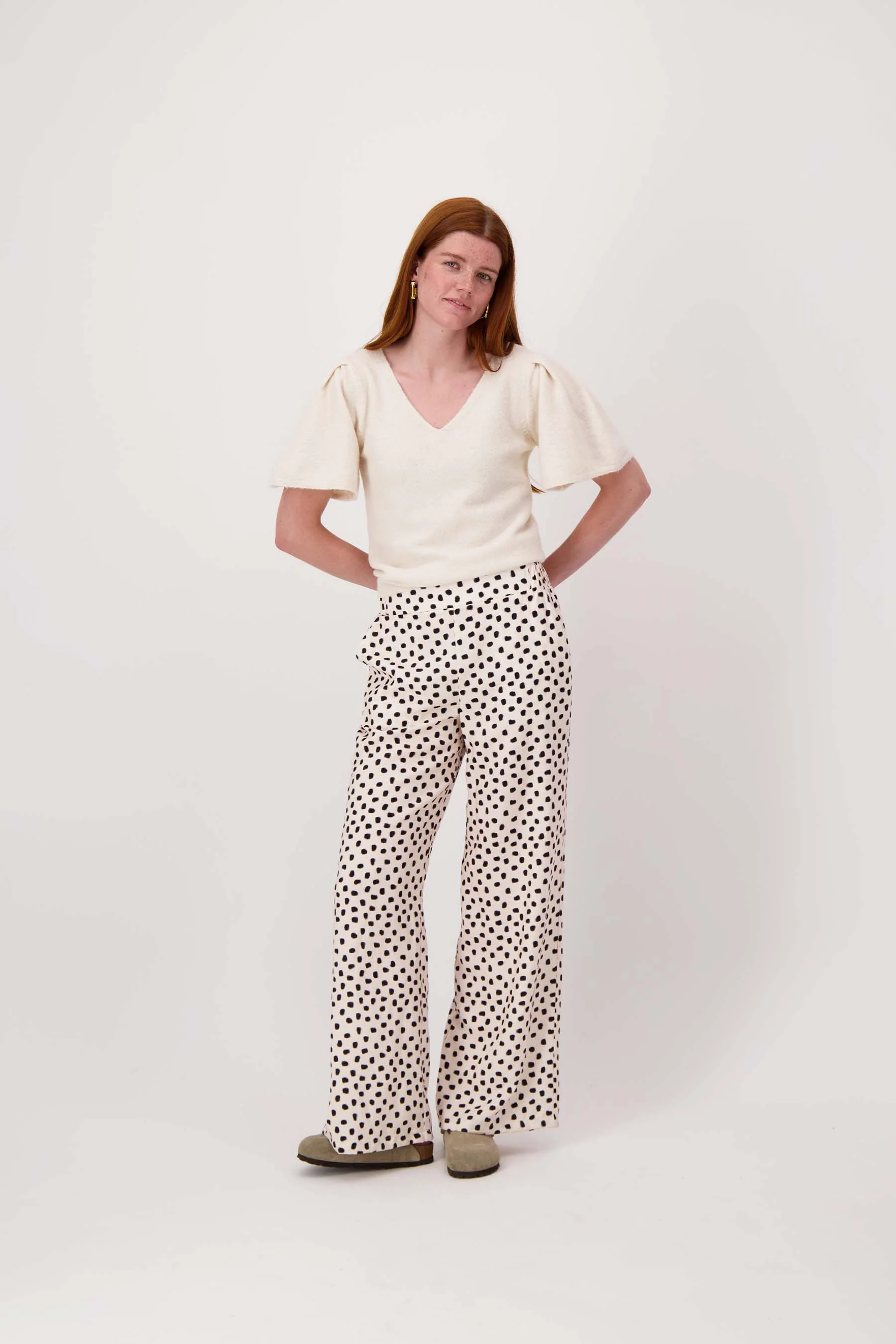vlindermouw top in fluffy garen | off white - Image 3