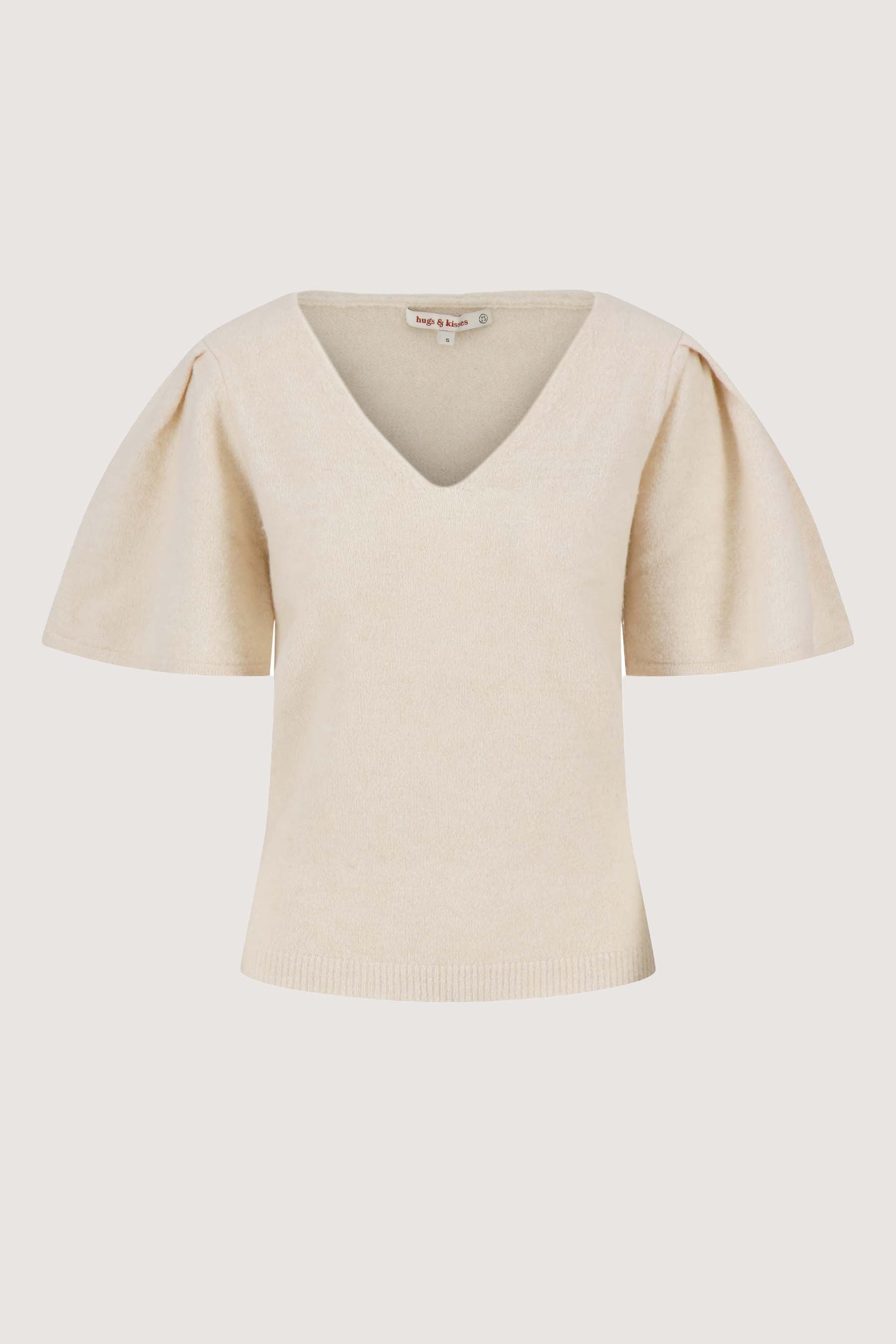 vlindermouw top in fluffy garen | off white - Image 4