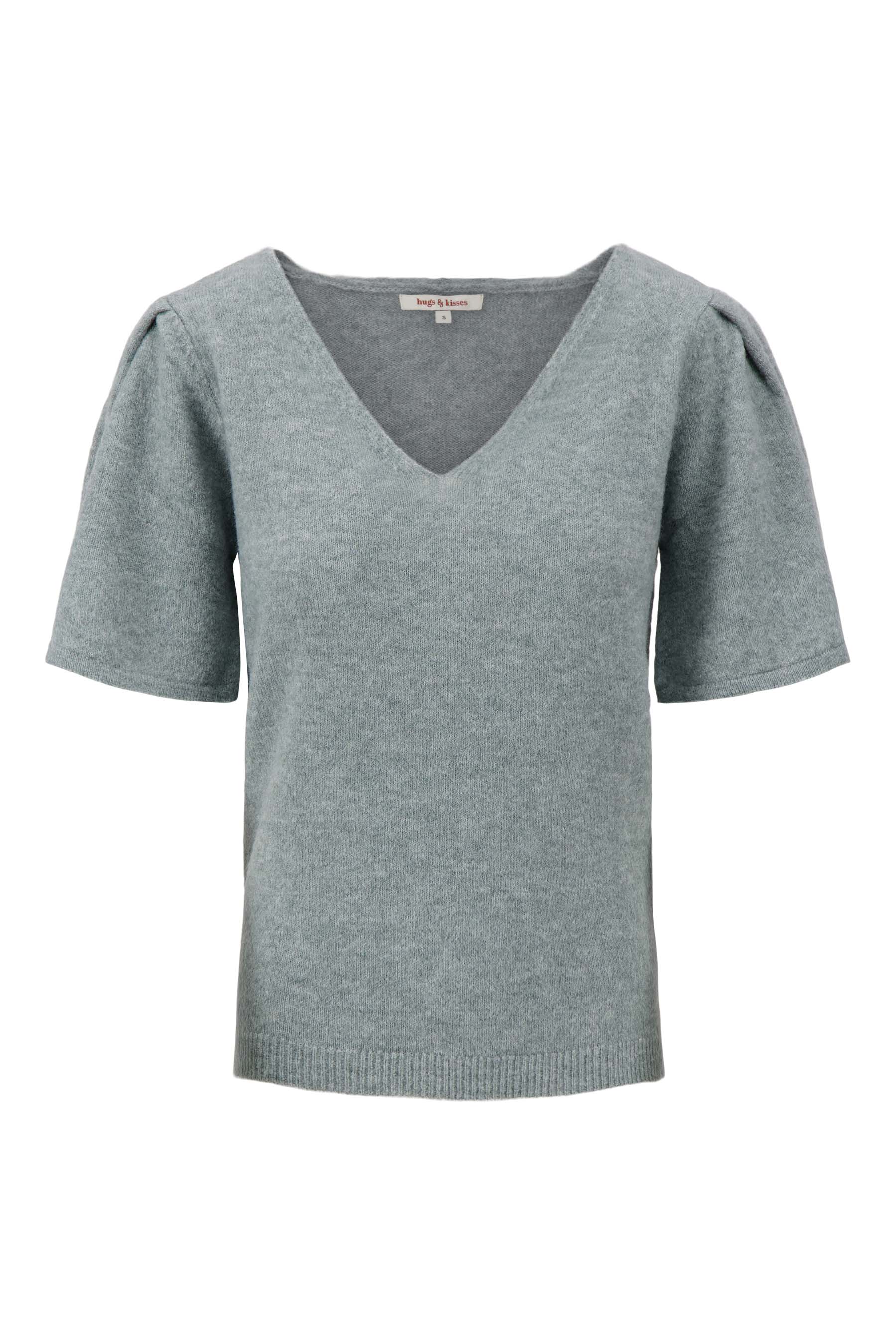 vlindermouw top in fluffy garen | silver blue - Image 4