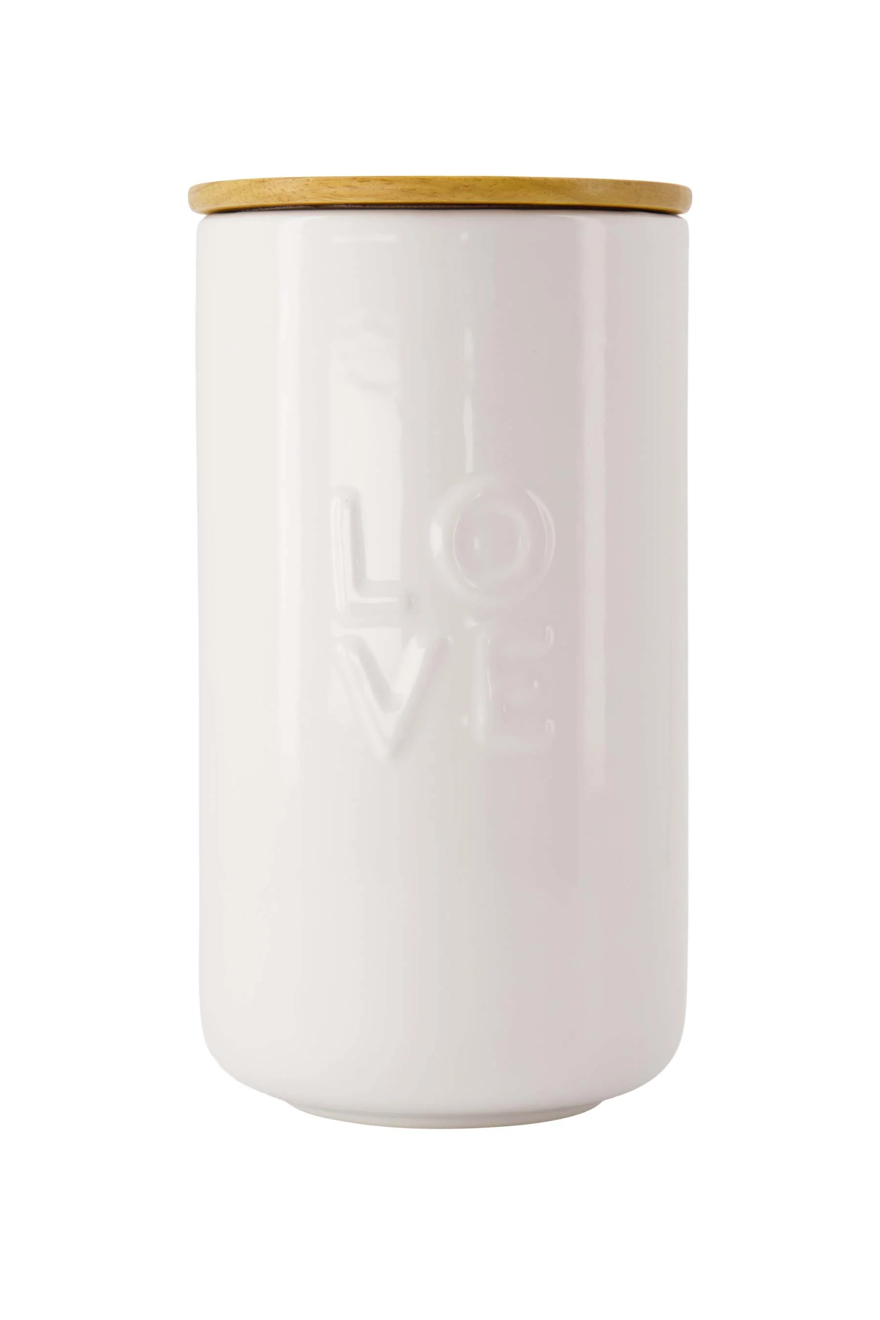 voorraadpot keramiek met deksel love | white