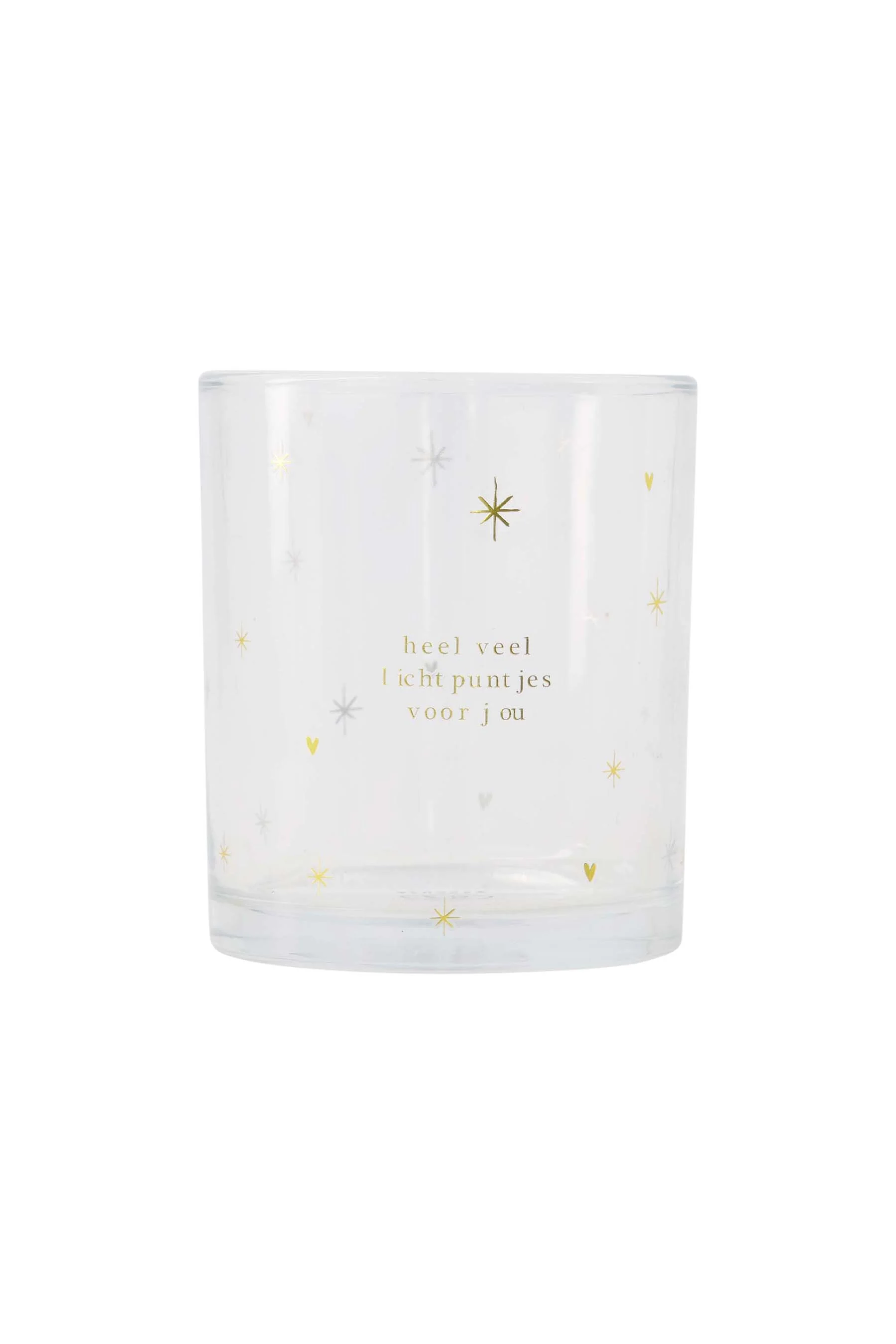 waxinelichthouder glas sterren transparant/goud | transparent / gold