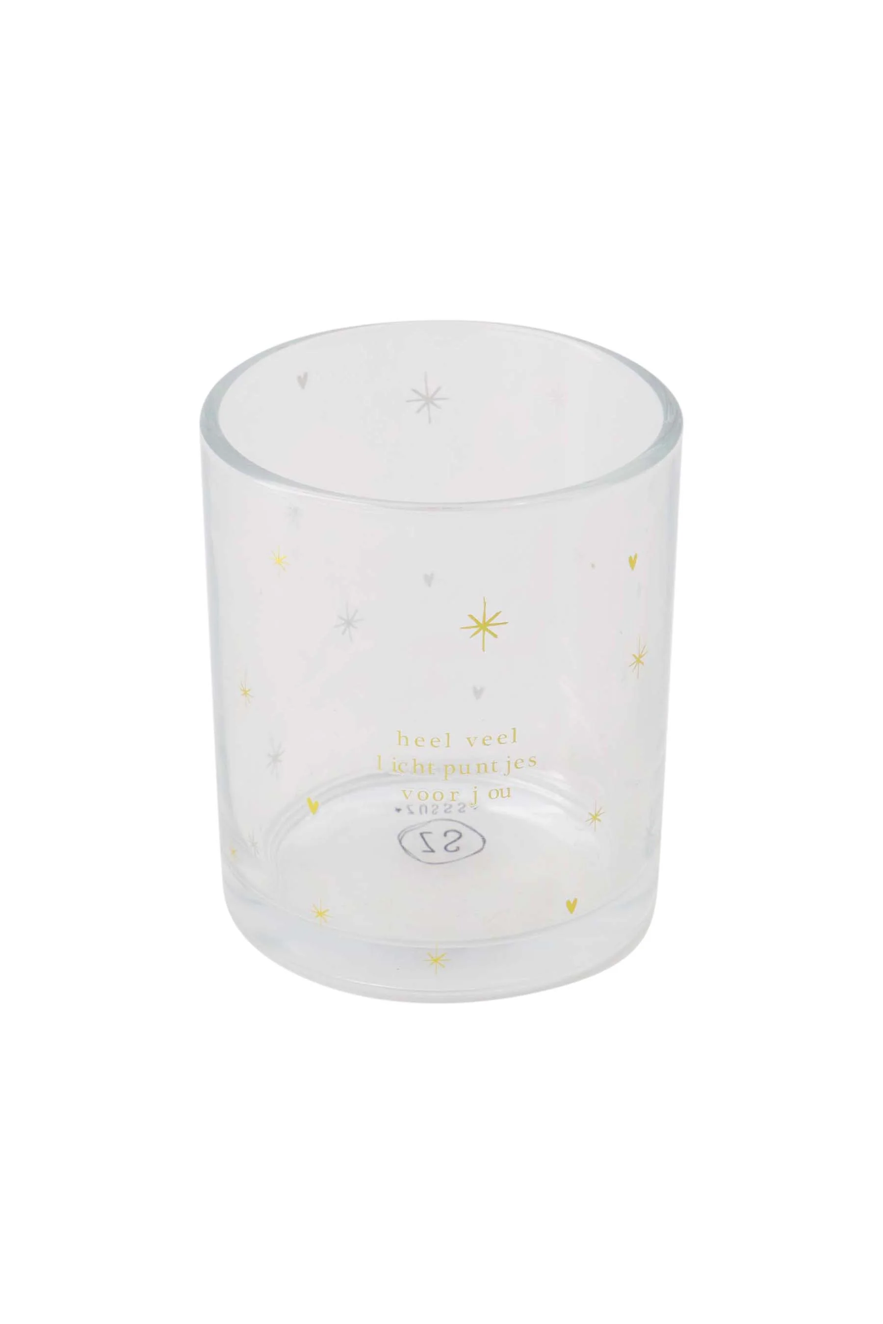 waxinelichthouder glas sterren transparant/goud | transparent / gold - Image 2